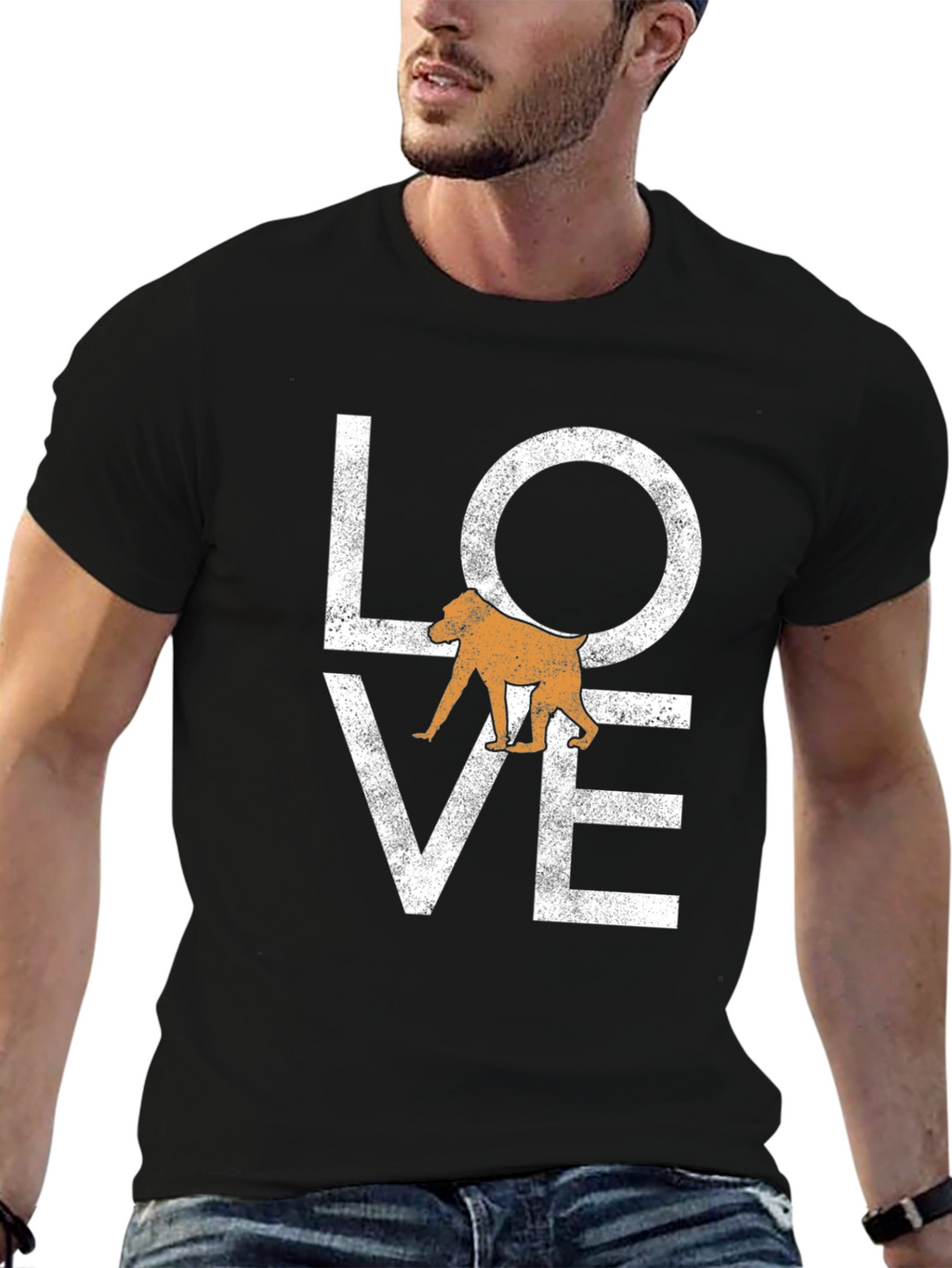 Love Baboon Graphic Tee - Soft Black T-Shirt