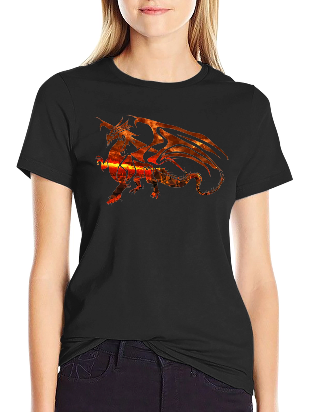 Fiery Dragon Graphic Tee - Black