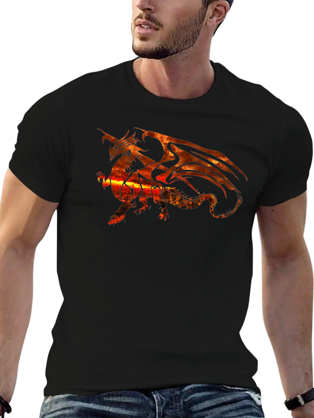 Fiery Dragon Graphic Tee - Black