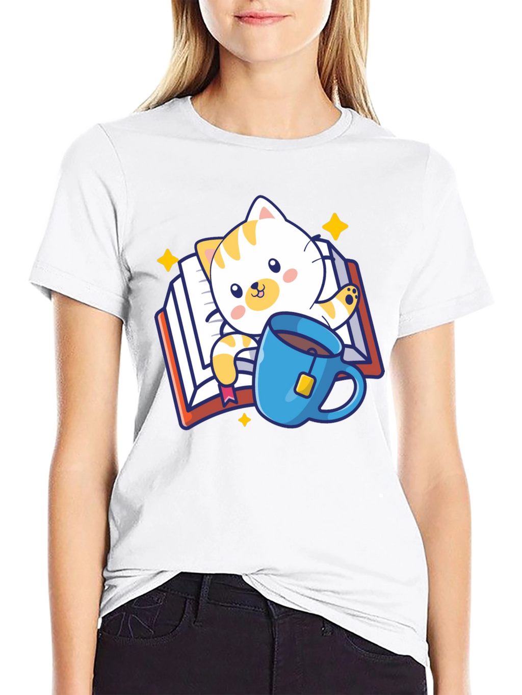 Cute Cat Reading Book T-Shirt