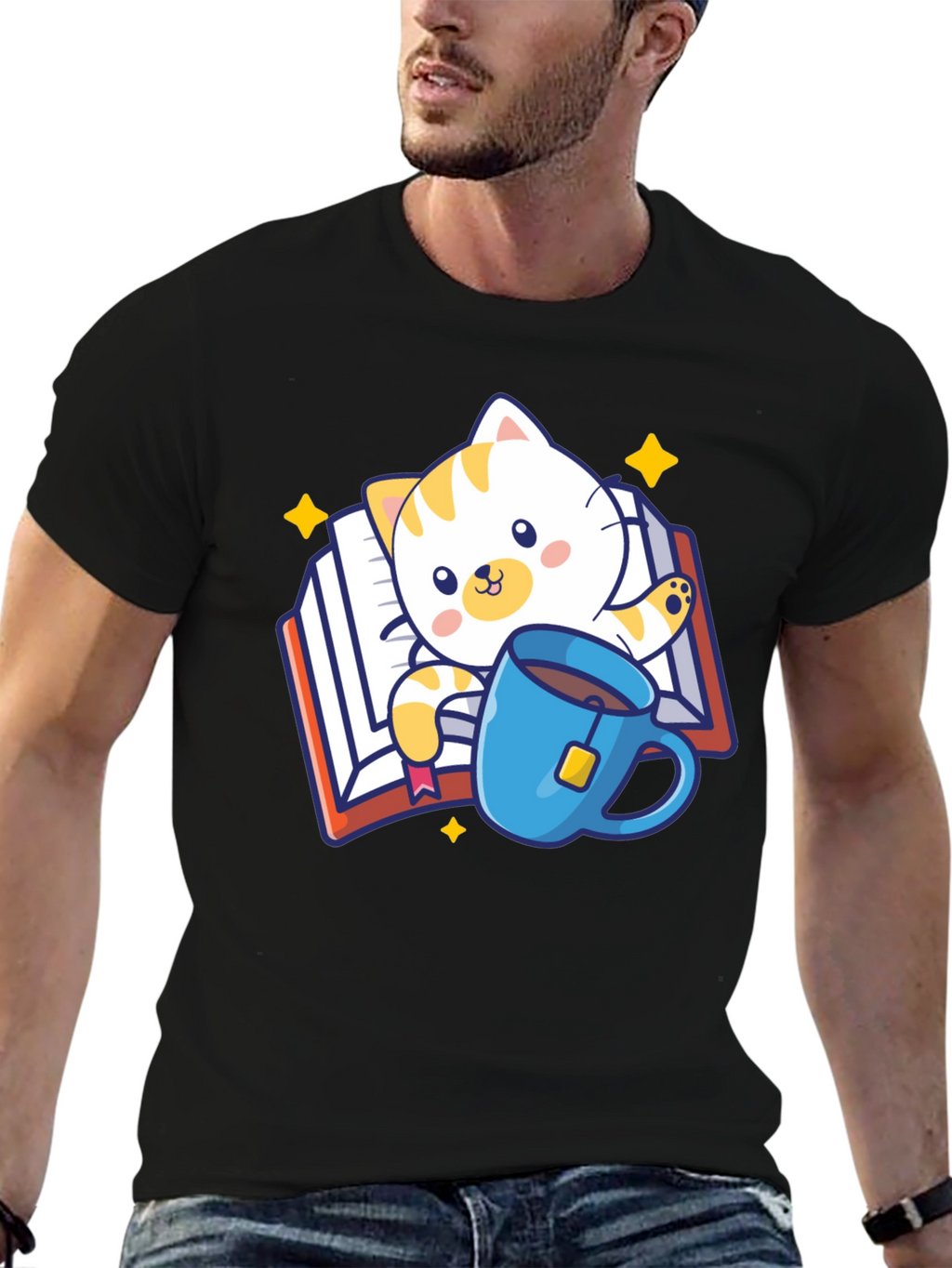 Cute Cat Reading Book T-Shirt