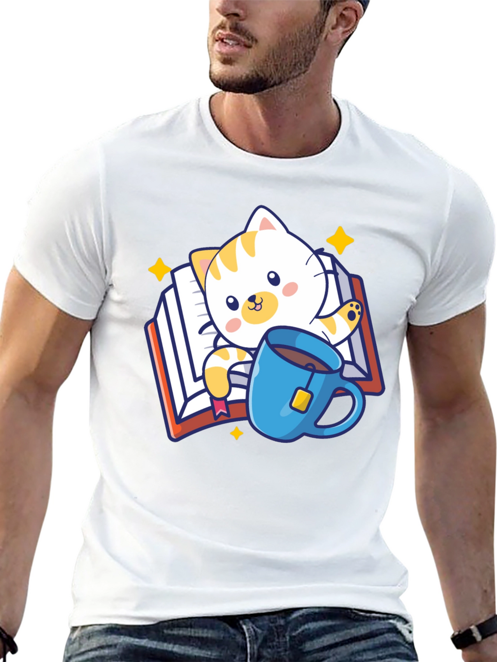 Cute Cat Reading Book T-Shirt