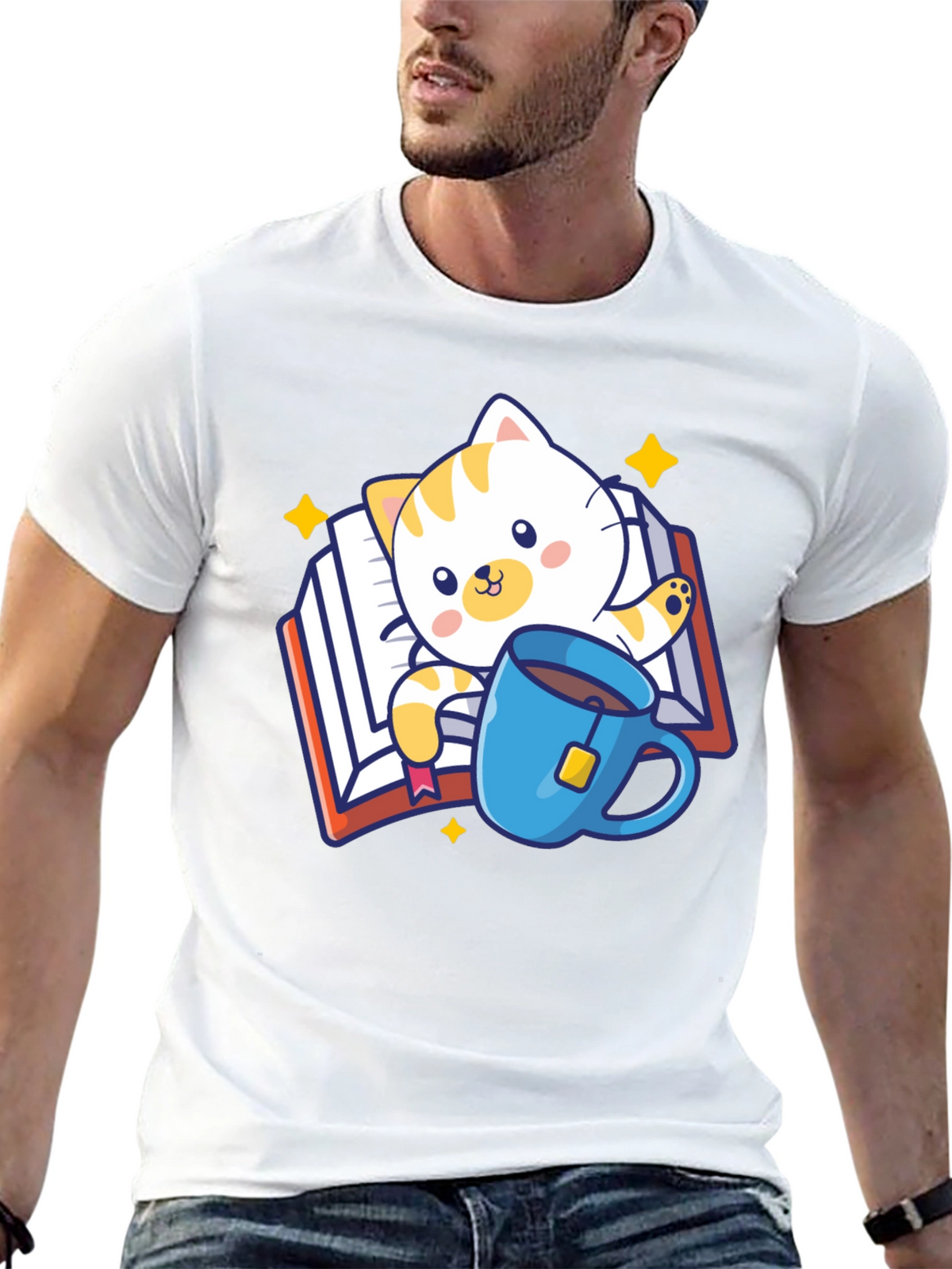 Cute Cat Reading Book T-Shirt