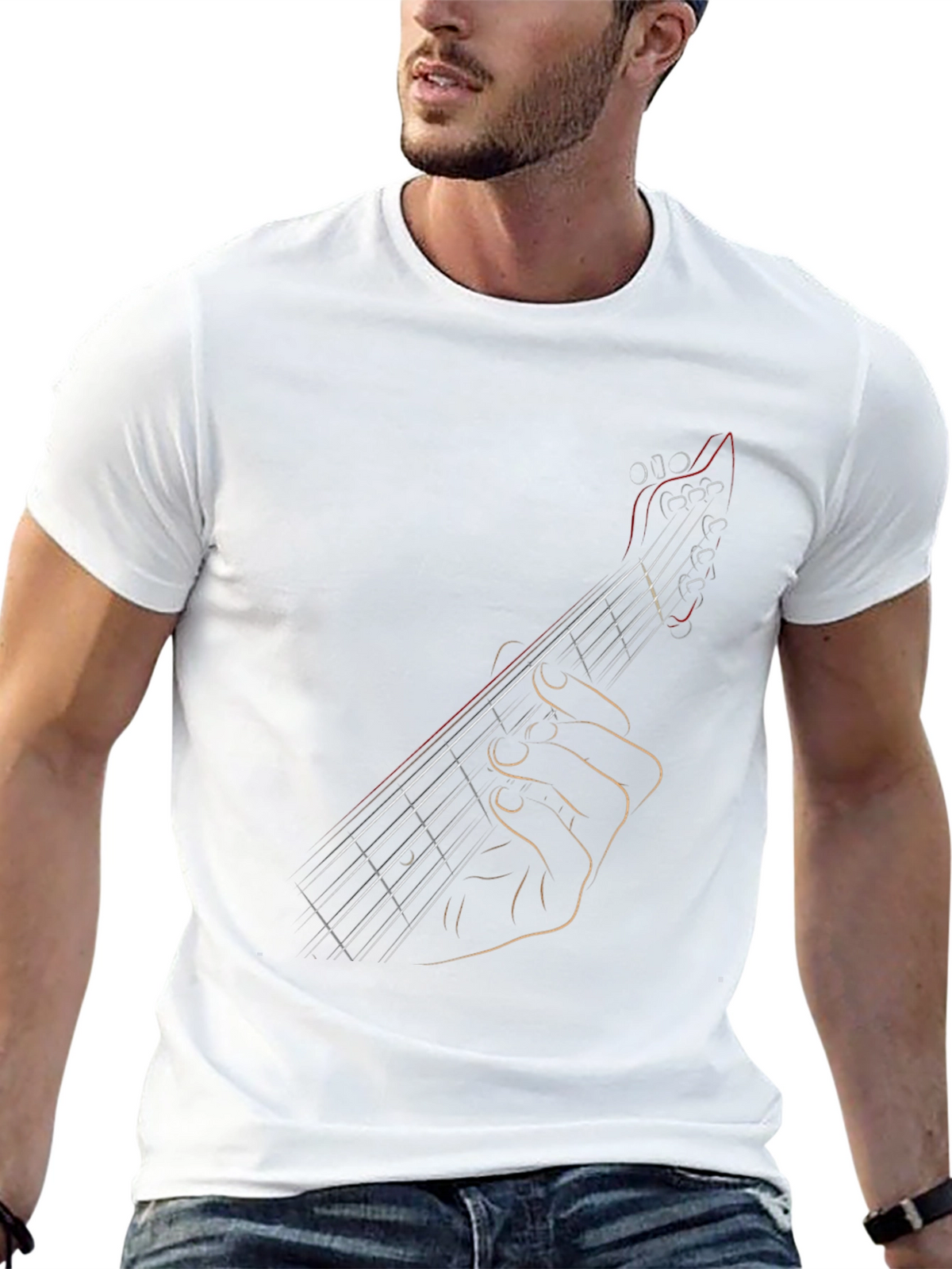 Guitar Outline Graphic Tee - Classic Black