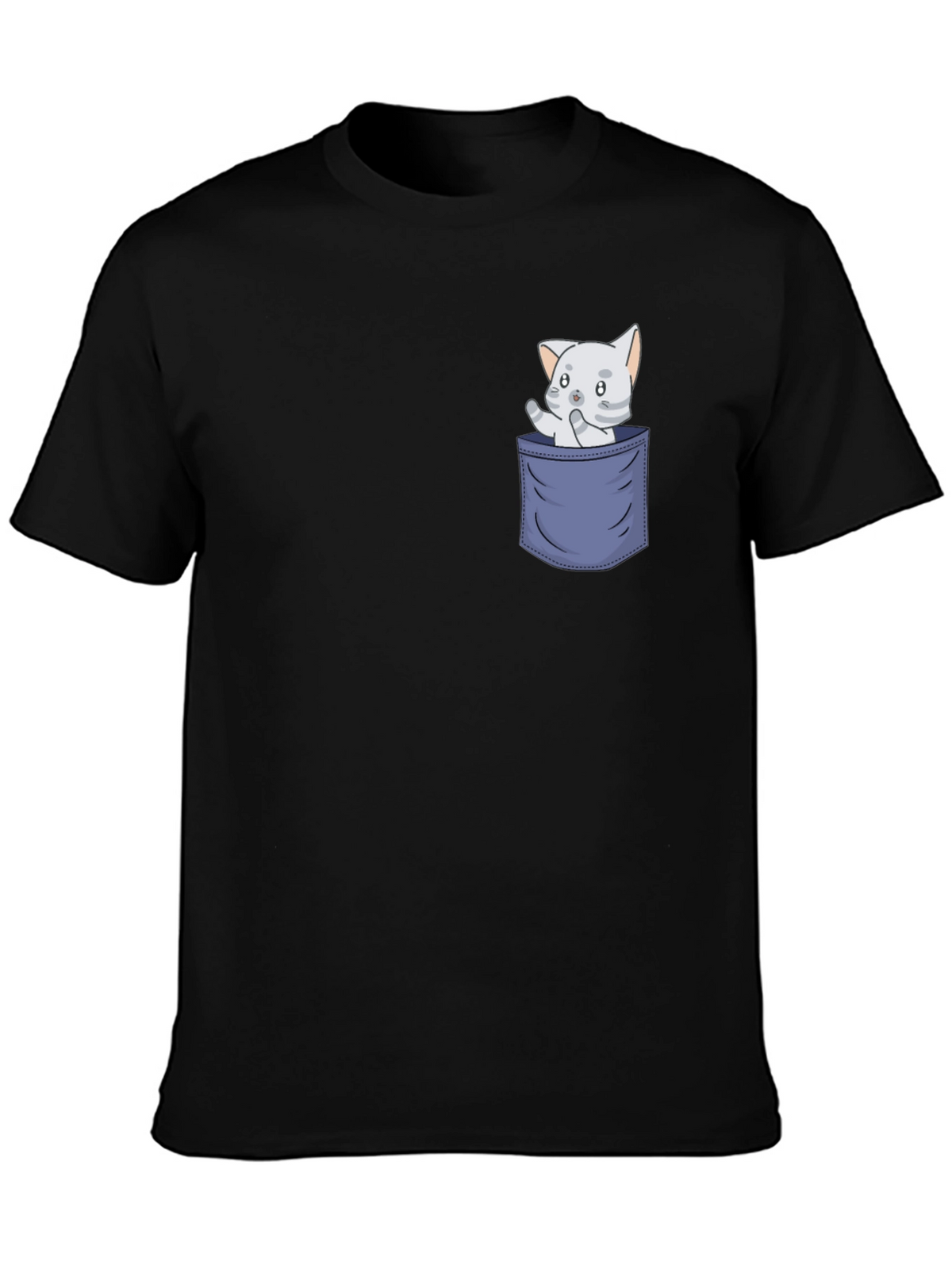 Cute Cat Pocket T-Shirt - Fun Graphic Tee