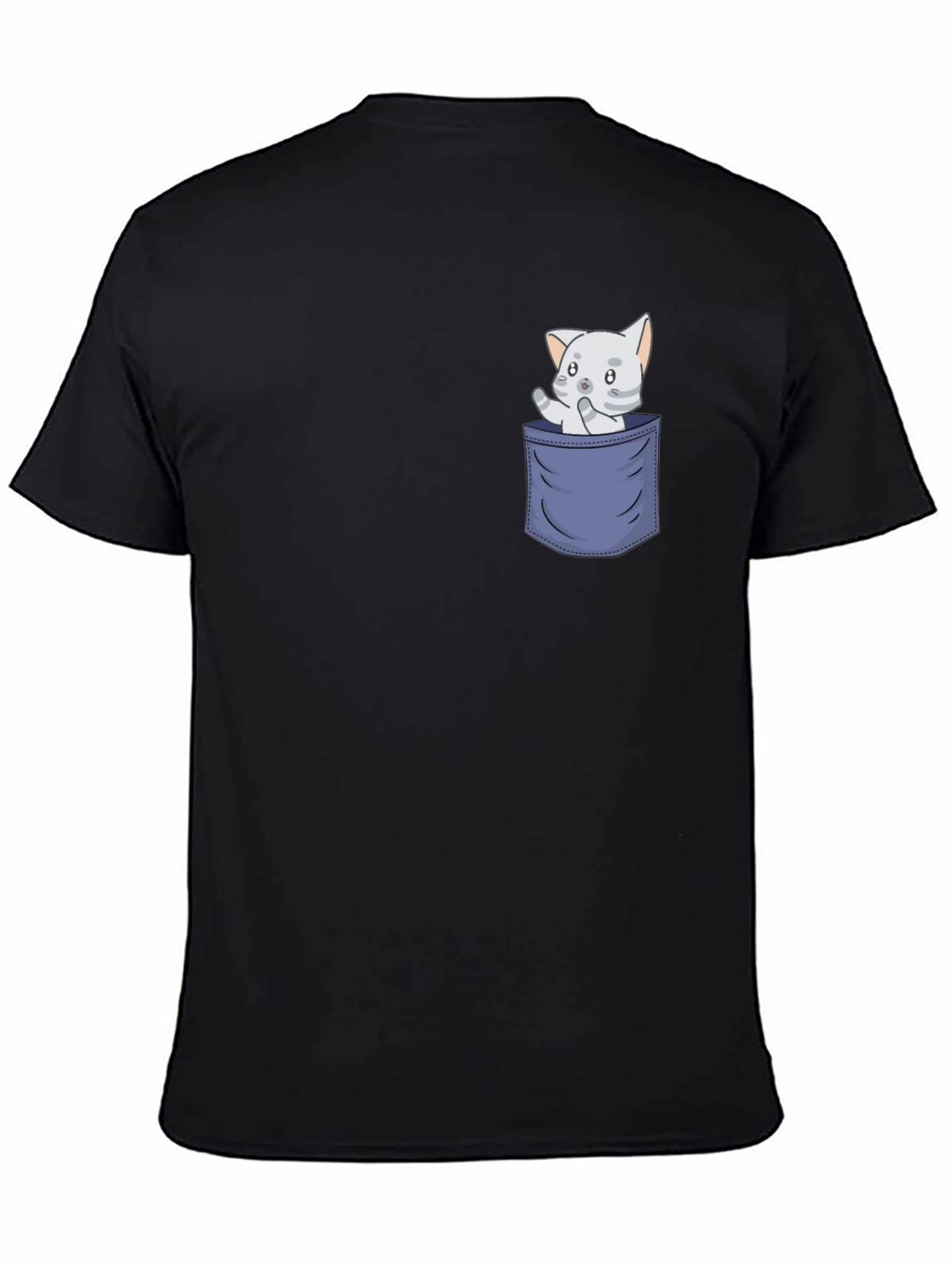 Cute Cat Pocket T-Shirt - Fun Graphic Tee
