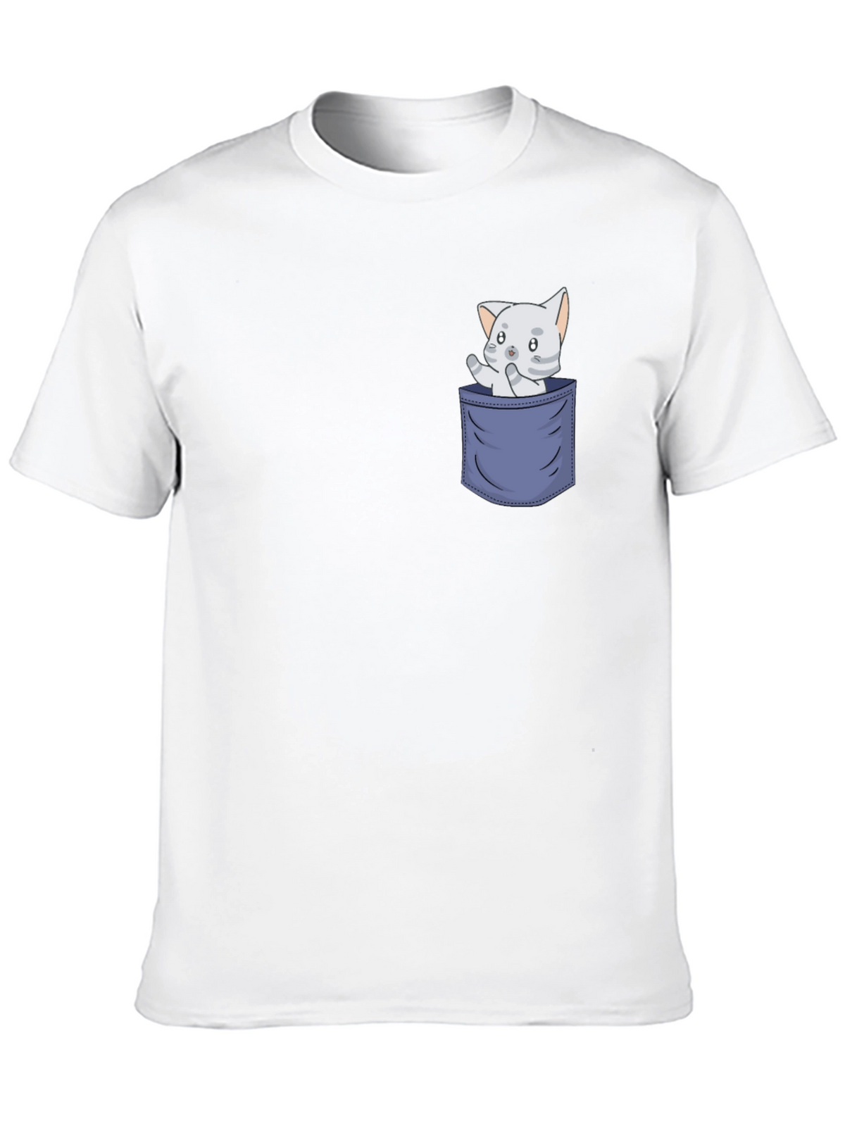 Cute Cat Pocket T-Shirt - Fun Graphic Tee