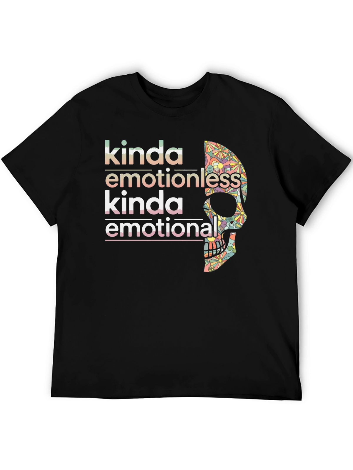 Kinda Emotionless Skull Graphic Tee - Black