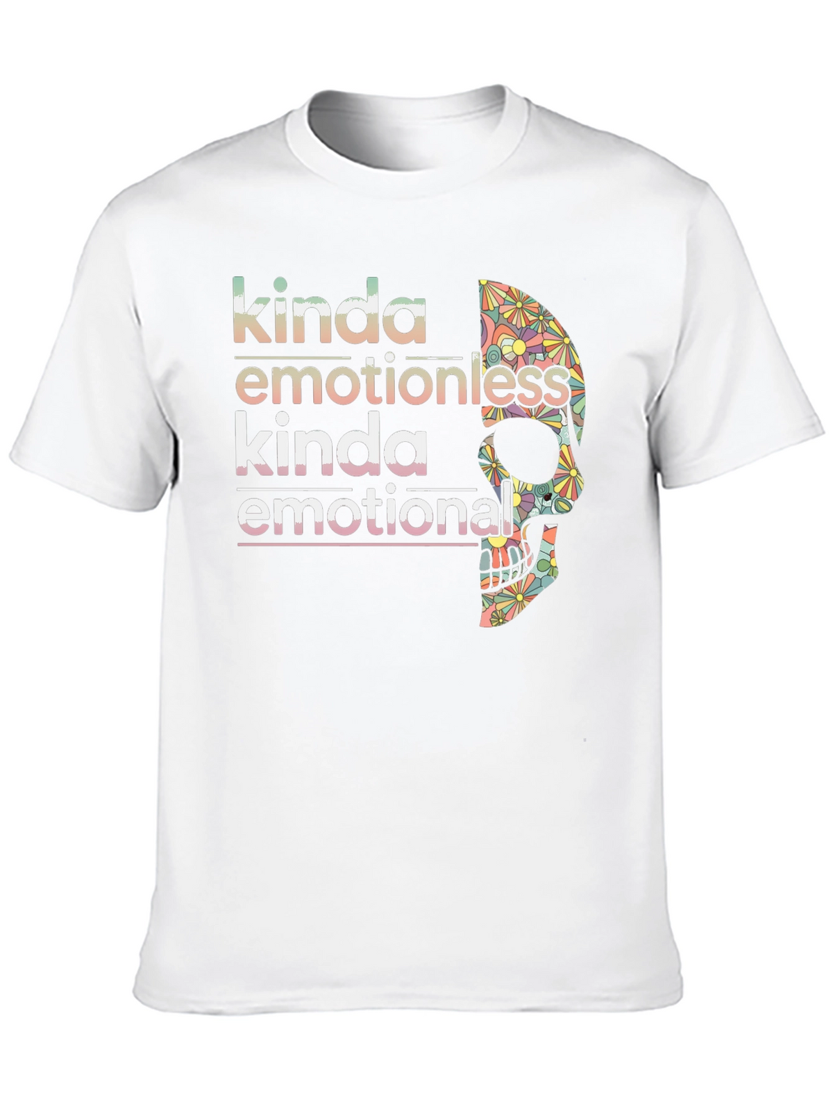 Kinda Emotionless Skull Graphic Tee - Black