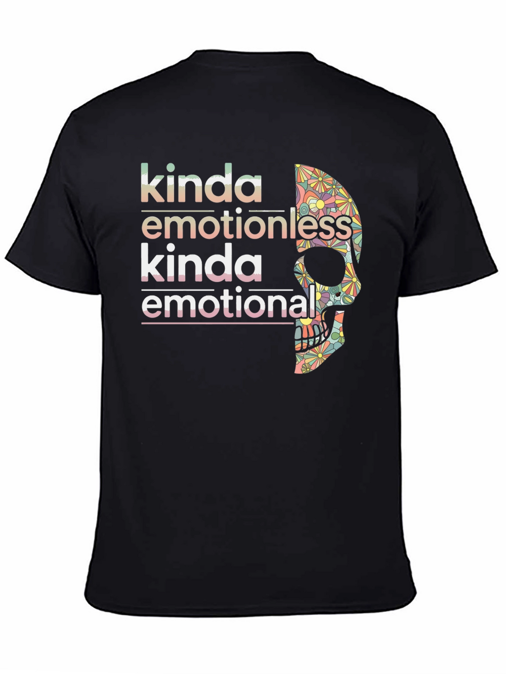 Kinda Emotionless Skull Graphic Tee - Black