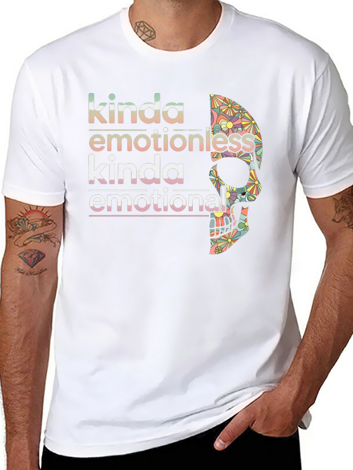Kinda Emotionless Skull Graphic Tee - Black