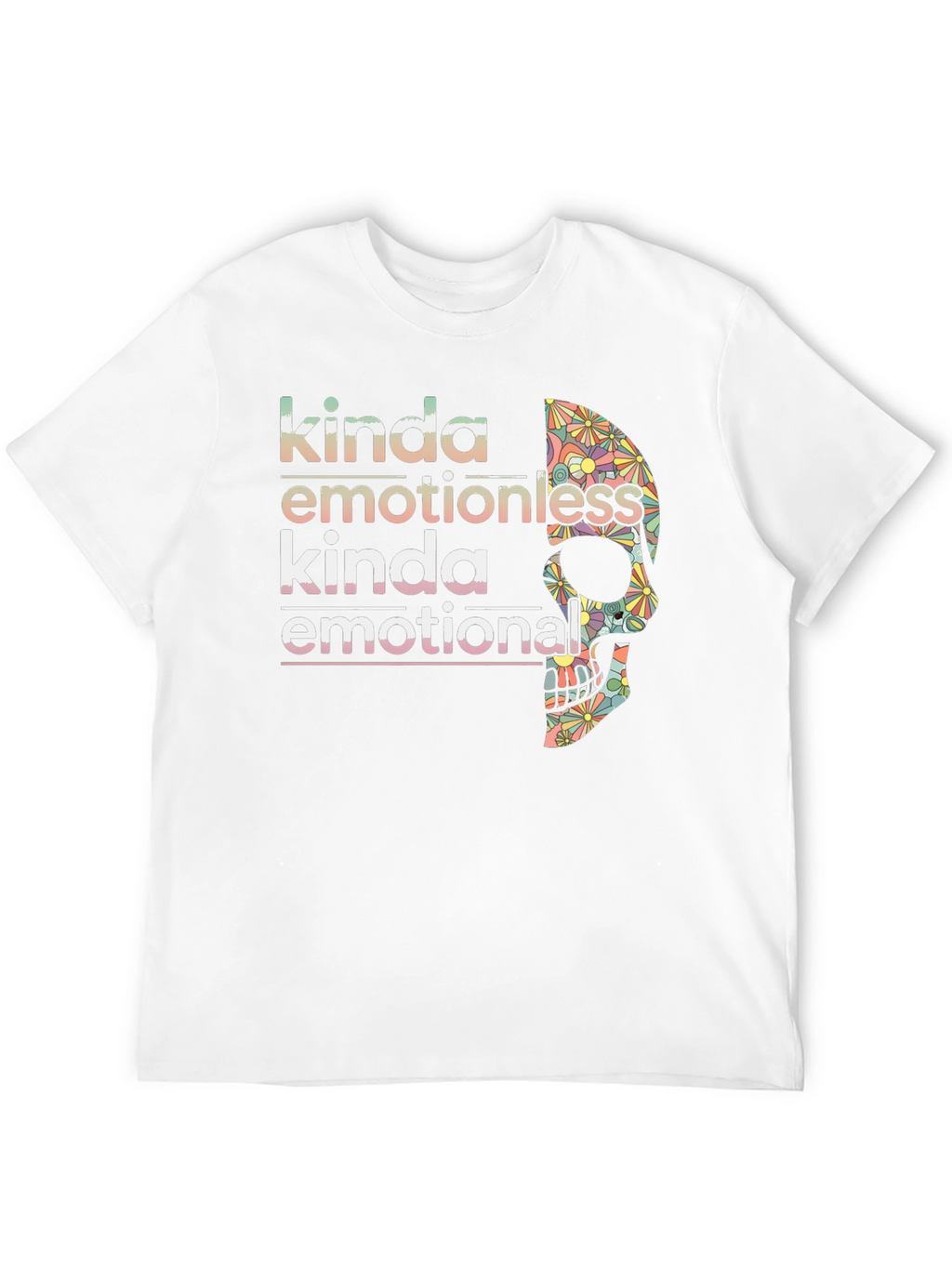 Kinda Emotionless Skull Graphic Tee - Black