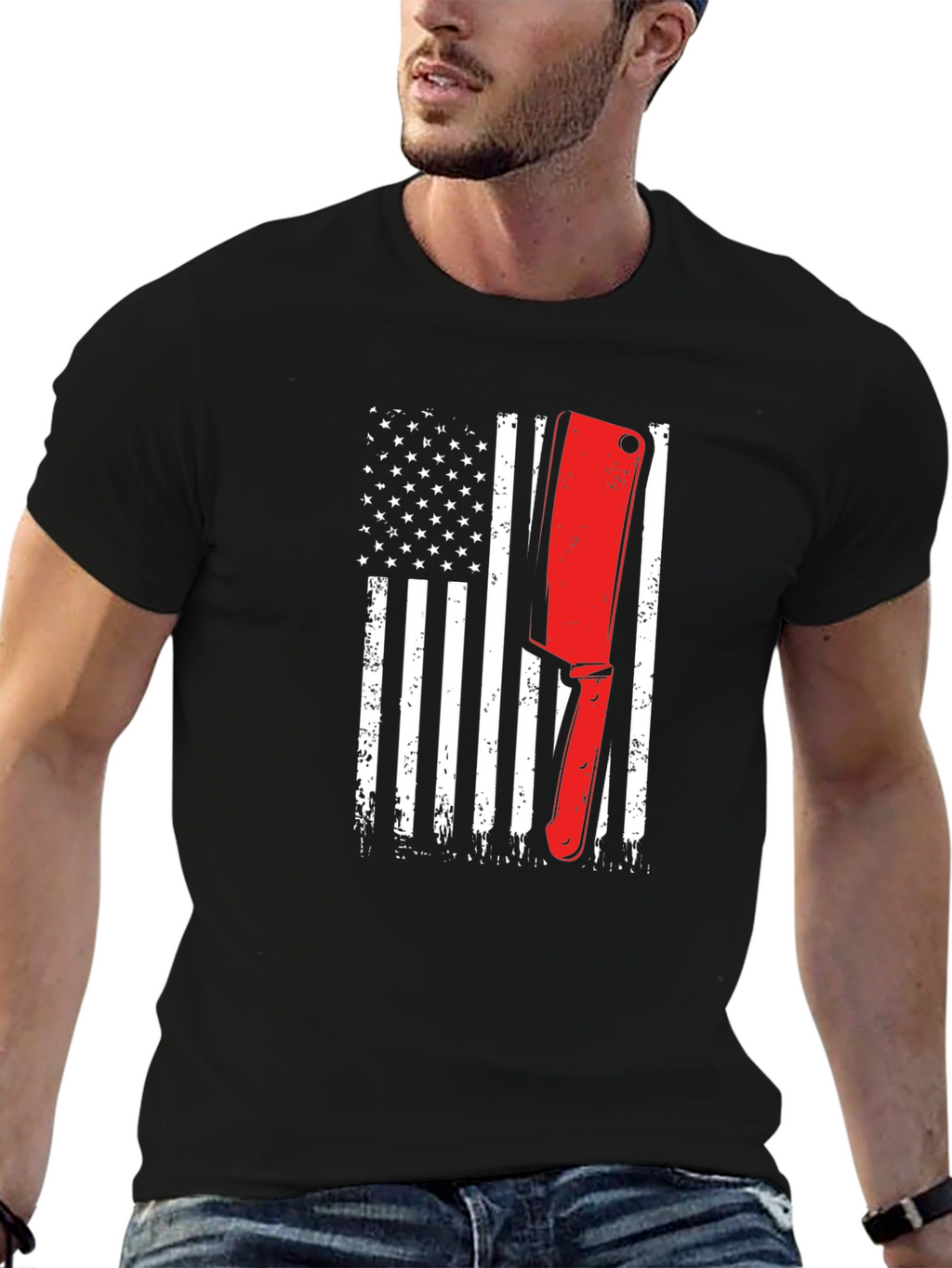 Butcher American Flag T-Shirt | Patriotic Meat Lover Tee