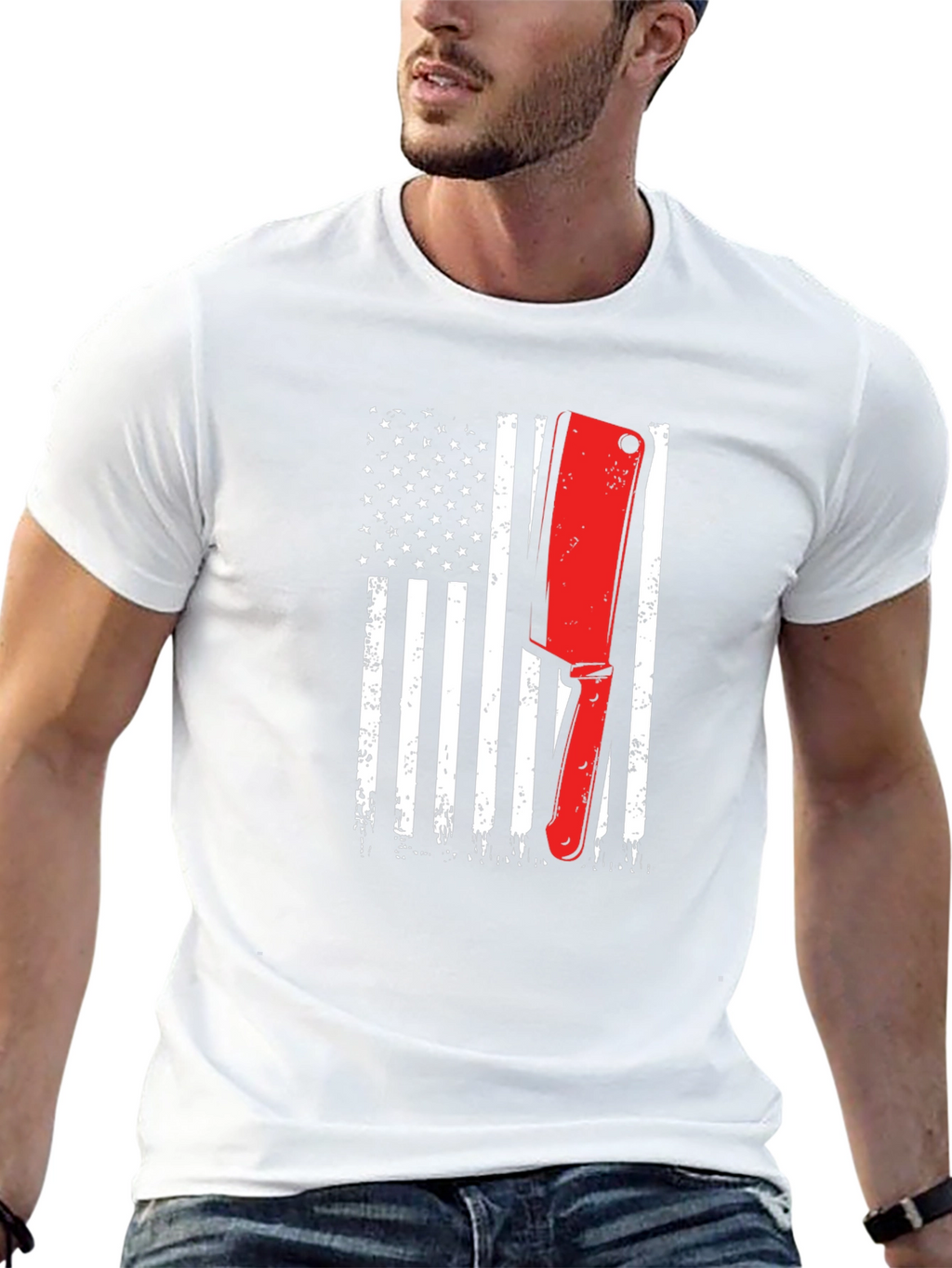 Butcher American Flag T-Shirt | Patriotic Meat Lover Tee