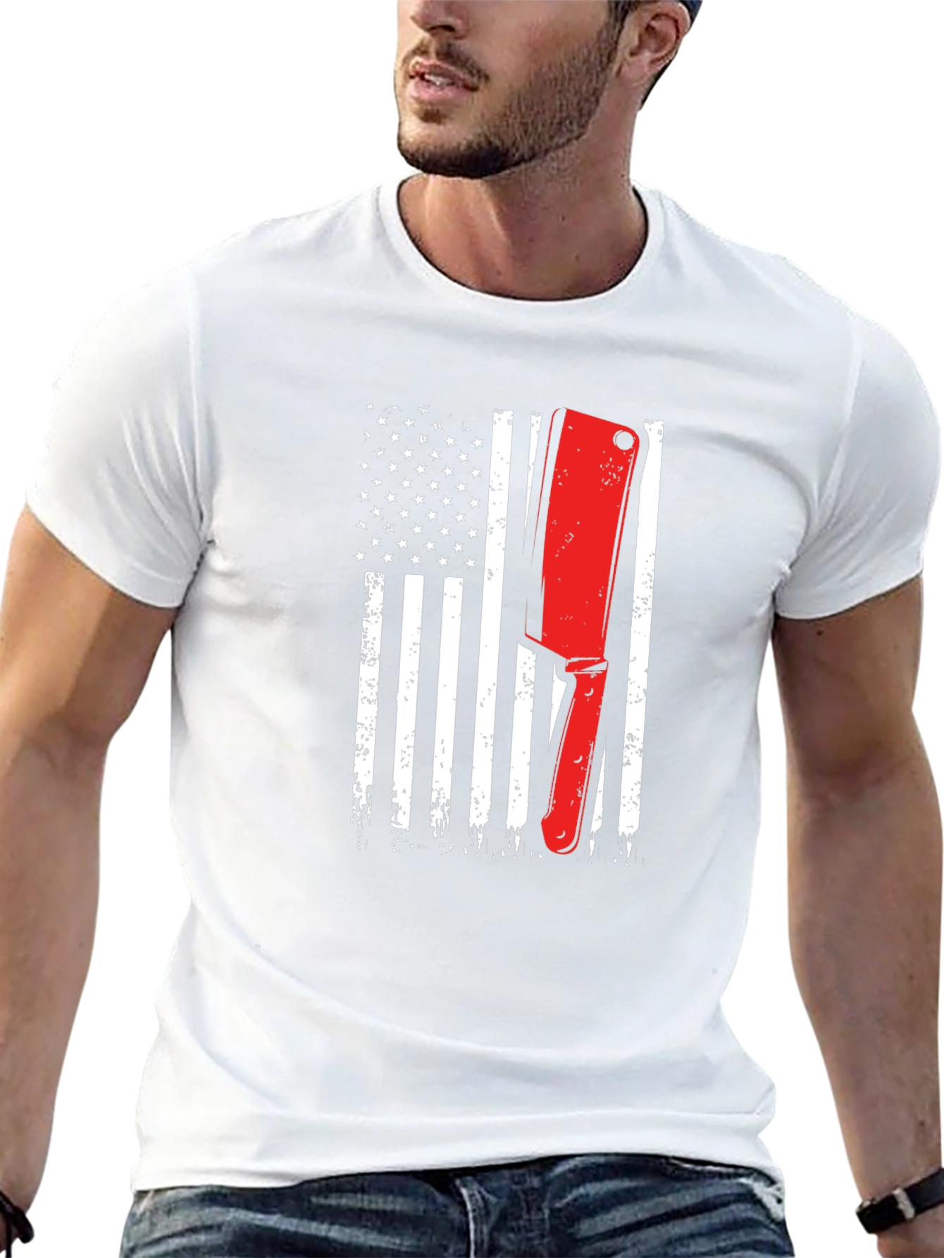 Butcher American Flag T-Shirt | Patriotic Meat Lover Tee