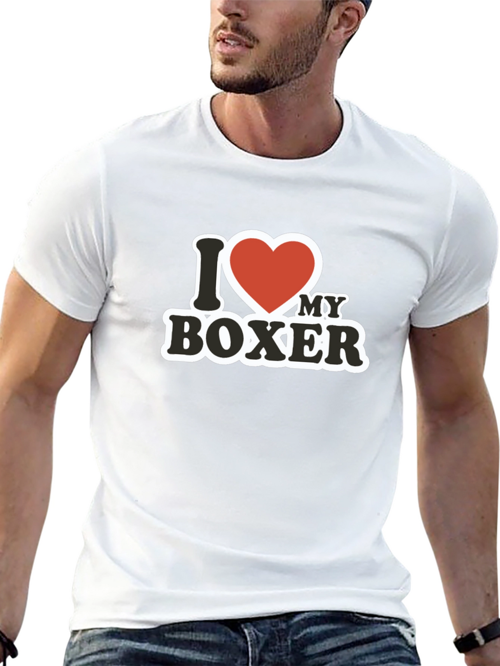 I Love My Boxer T-Shirt - Black Cotton Tee