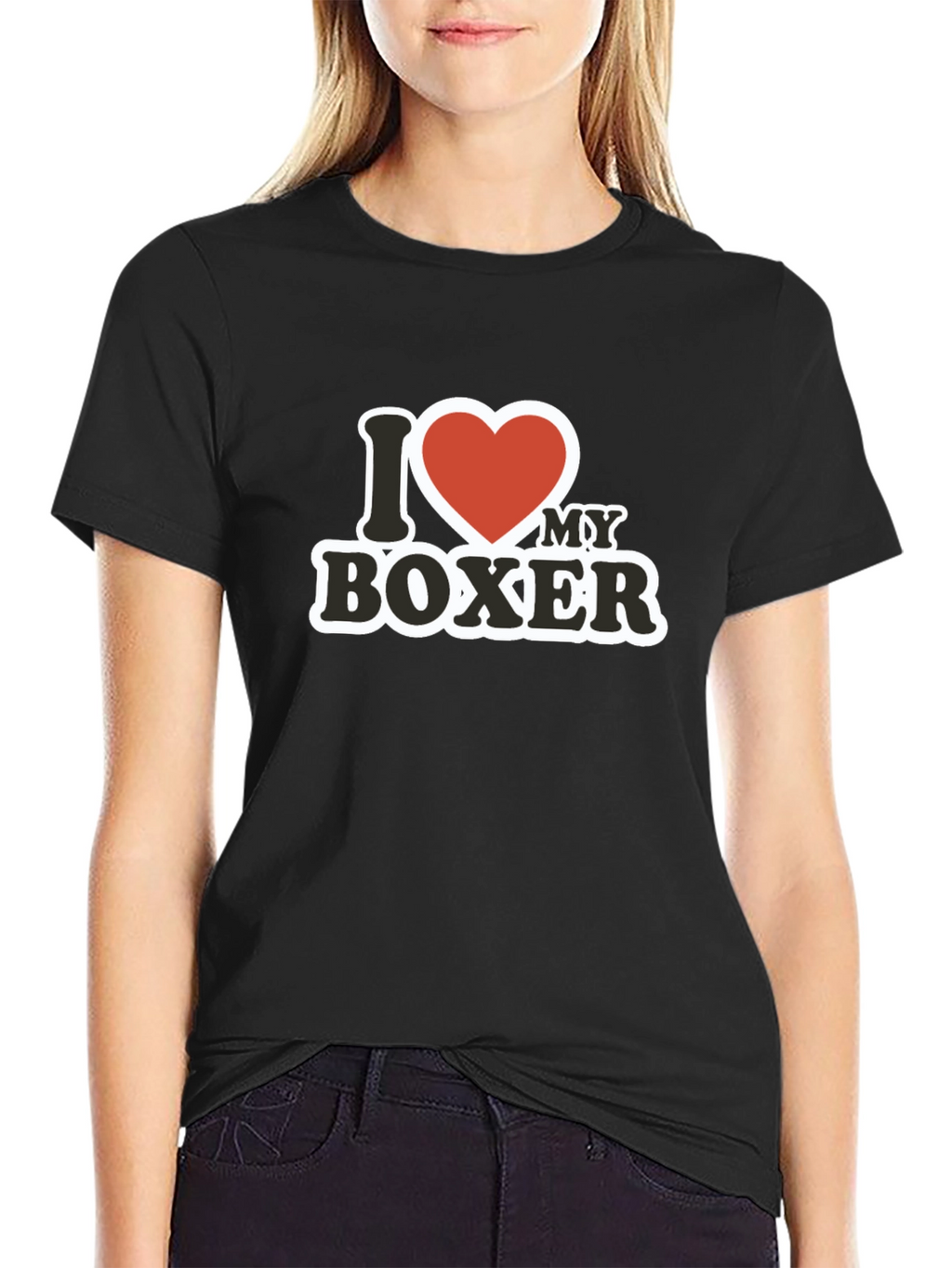 I Love My Boxer T-Shirt - Black Cotton Tee