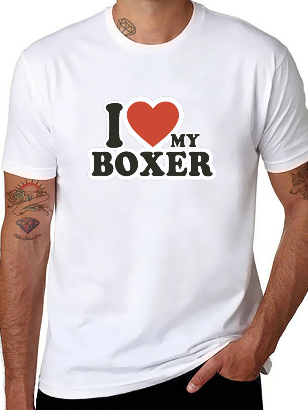 I Love My Boxer T-Shirt - Black Cotton Tee