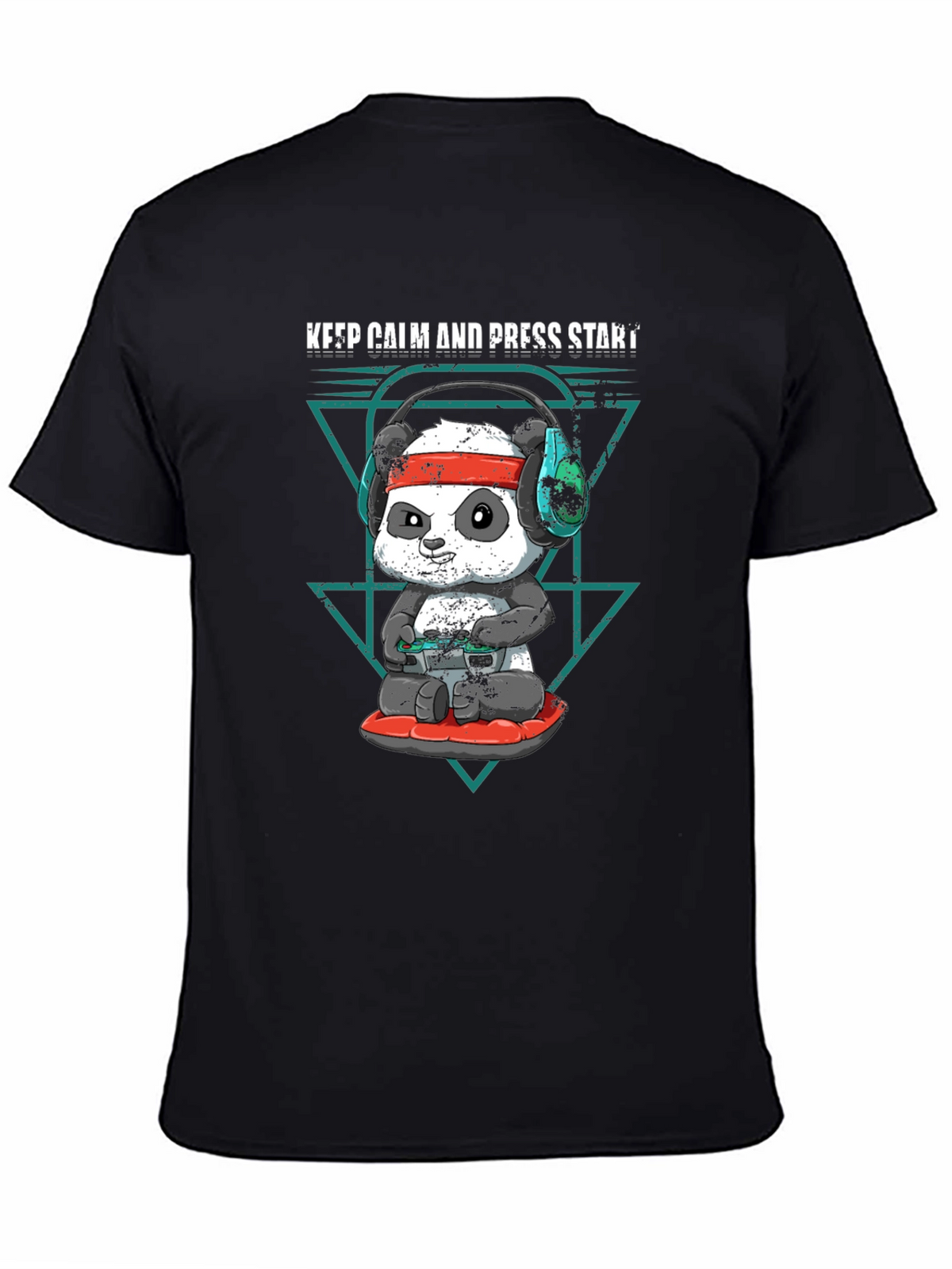 Keep Calm Panda Gamer Black T-Shirt