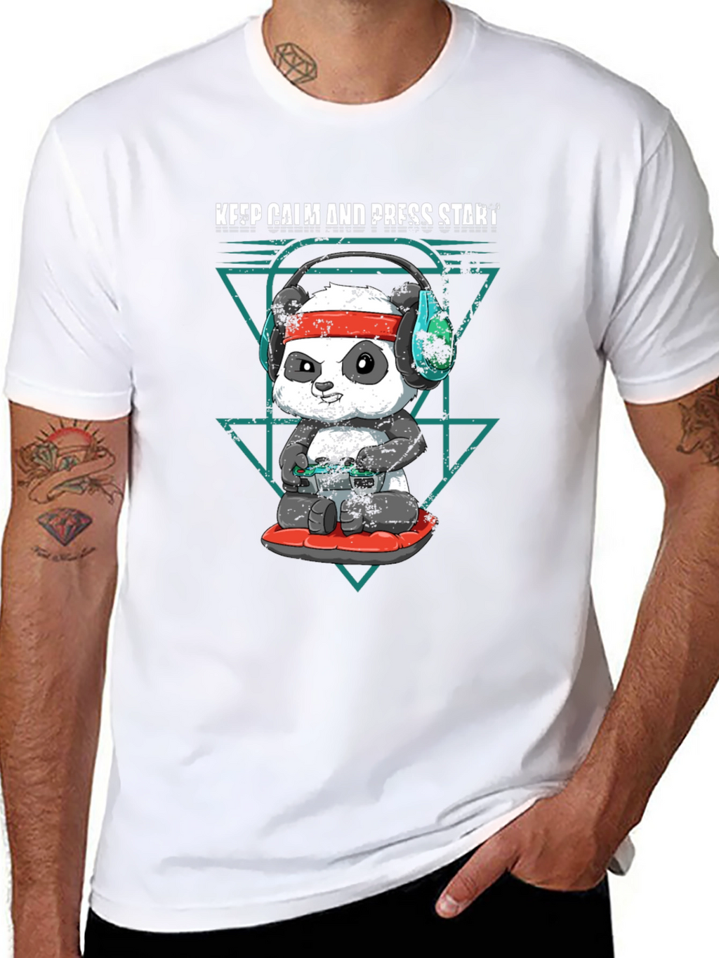 Keep Calm Panda Gamer Black T-Shirt