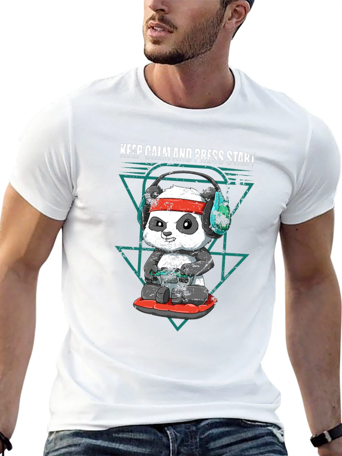 Keep Calm Panda Gamer Black T-Shirt