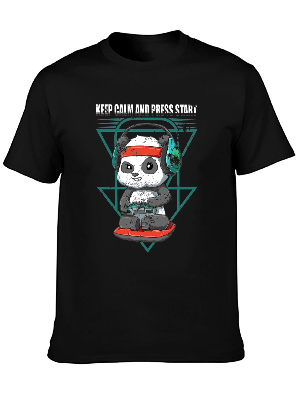 Keep Calm Panda Gamer Black T-Shirt