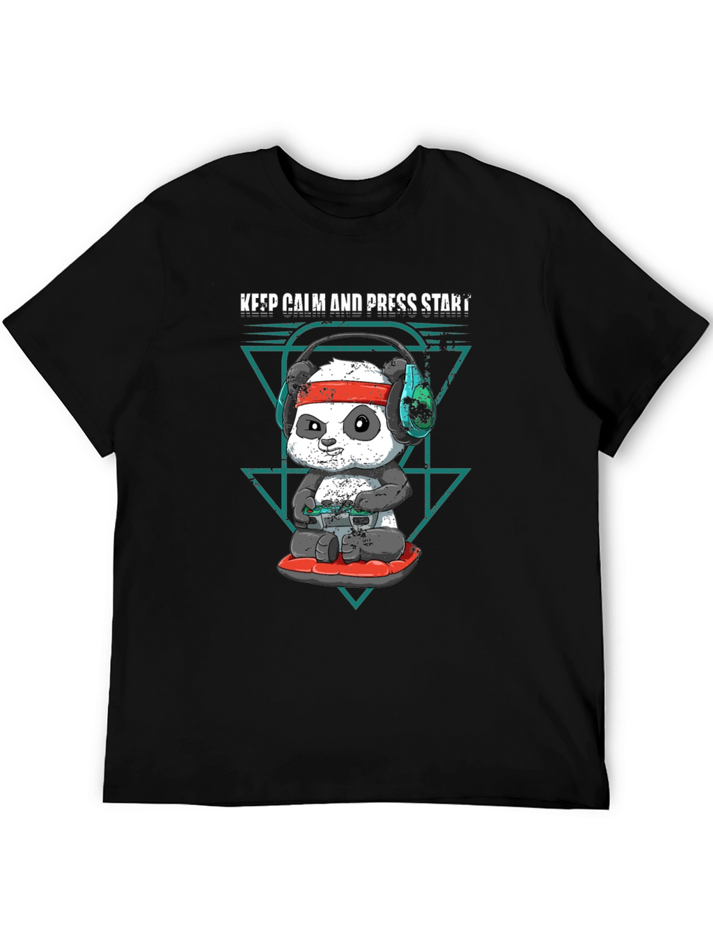 Keep Calm Panda Gamer Black T-Shirt