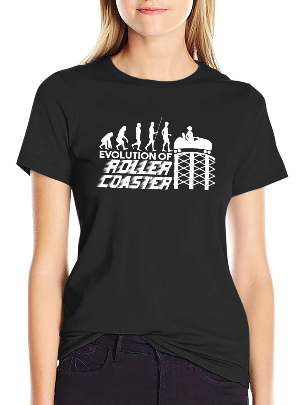 Evolution of Roller Coaster Graphic Tee - Black T-Shirt