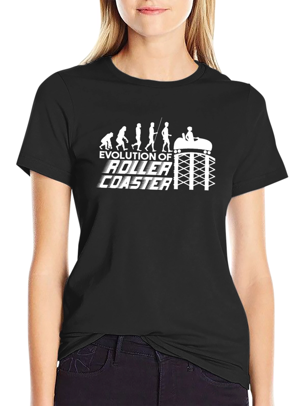 Evolution of Roller Coaster Graphic Tee - Black T-Shirt