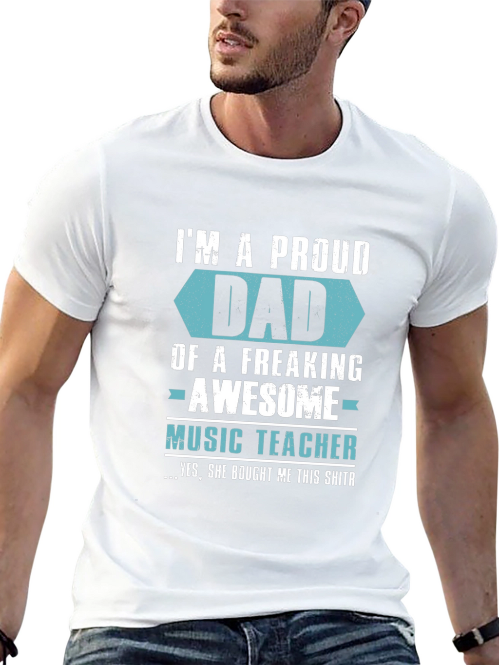 Proud Dad of Awesome Music Teacher Graphic T-Shirt