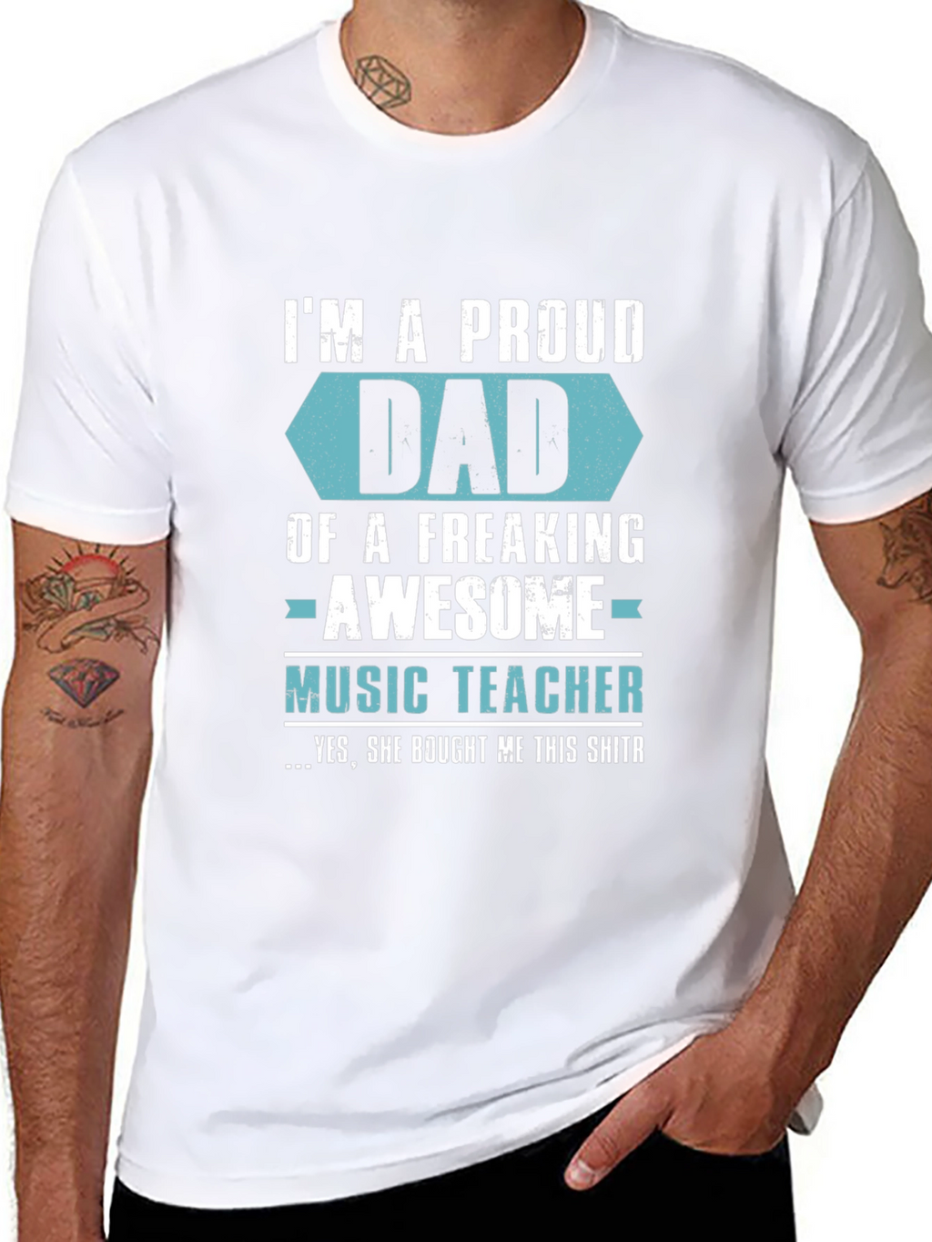 Proud Dad of Awesome Music Teacher Graphic T-Shirt