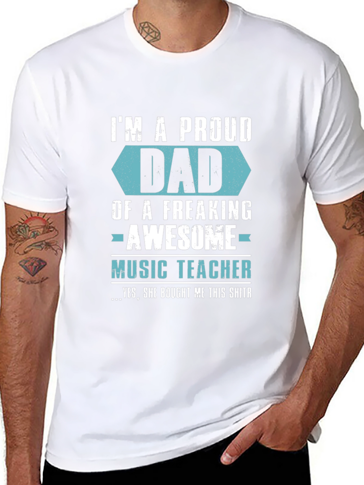 Proud Dad of Awesome Music Teacher Graphic T-Shirt
