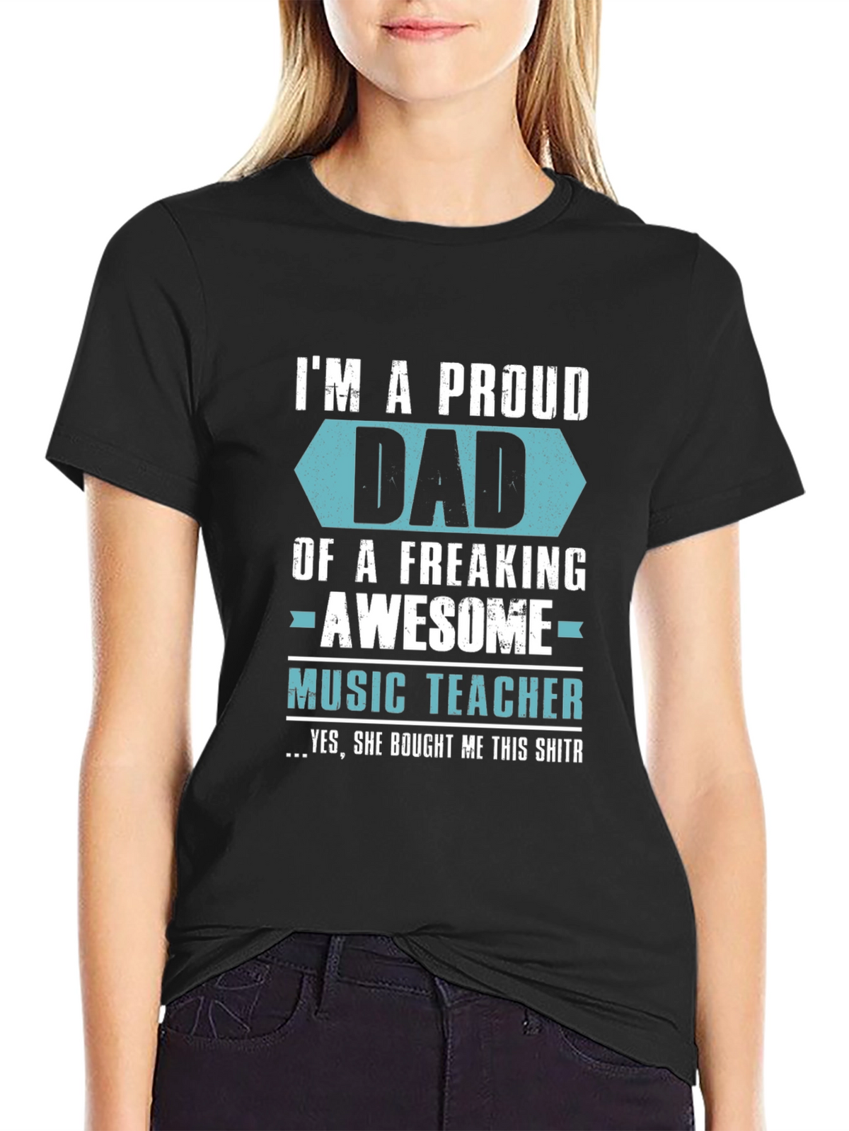 Proud Dad of Awesome Music Teacher Graphic T-Shirt