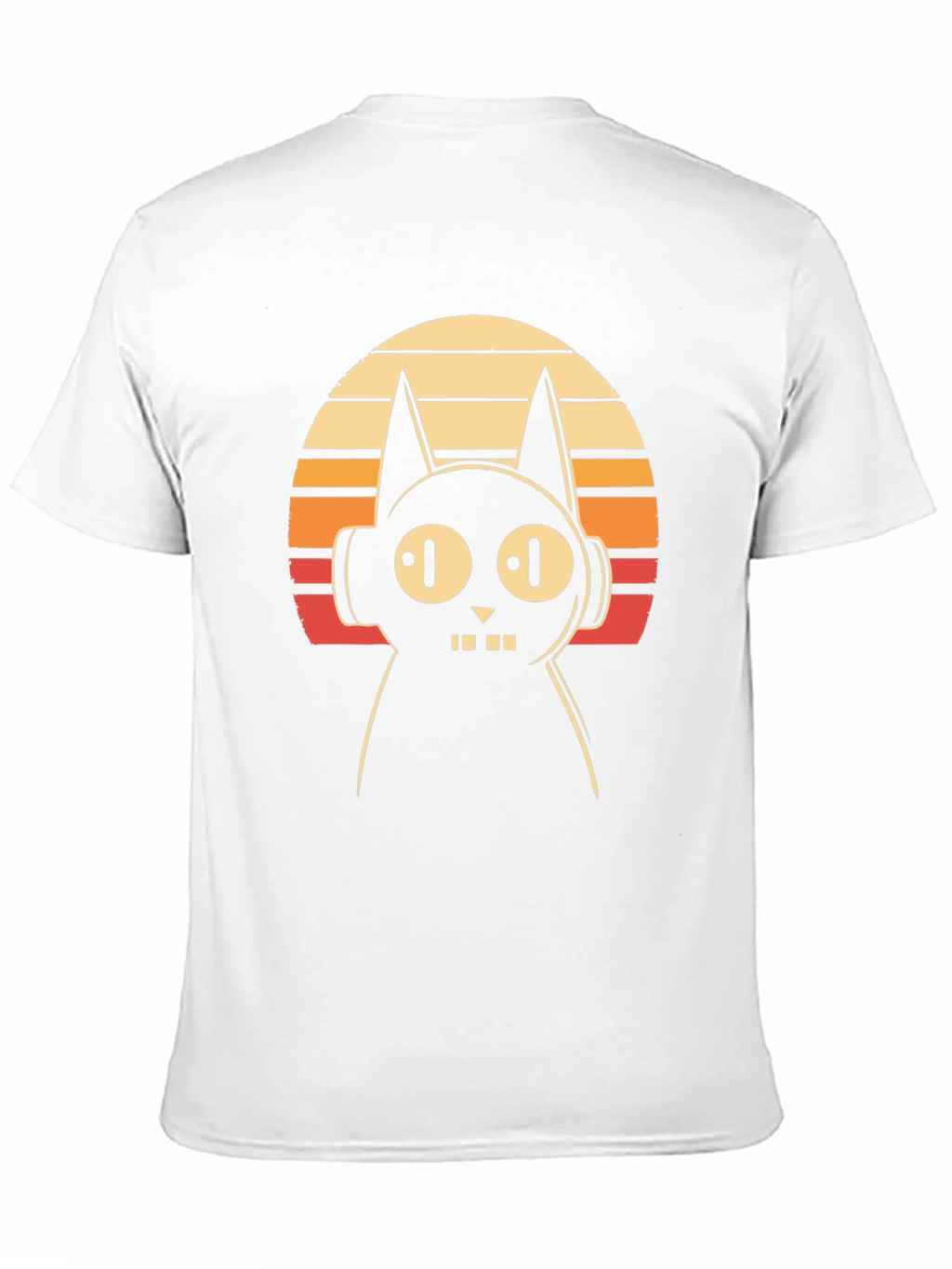 Retro Cat DJ Graphic Tee - Black Cotton T-Shirt