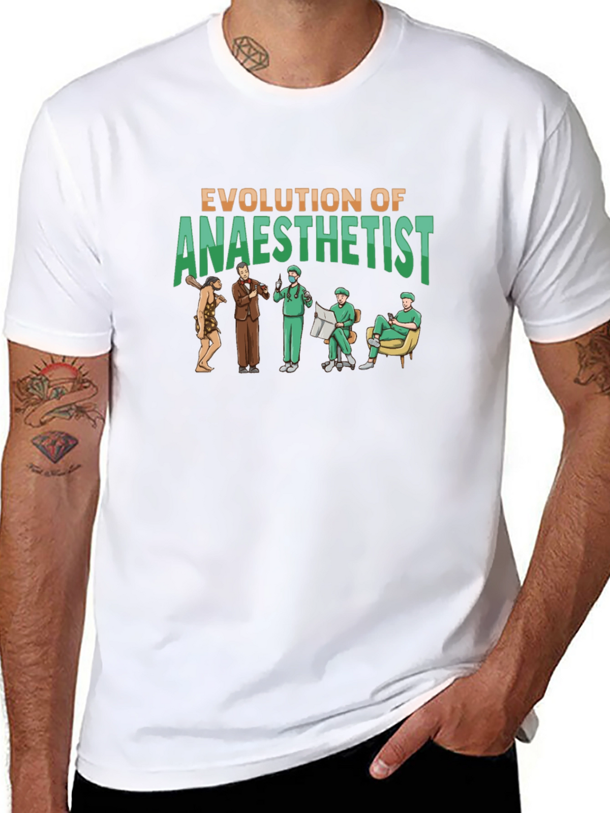 Evolution of Anaesthetist Black T-Shirt