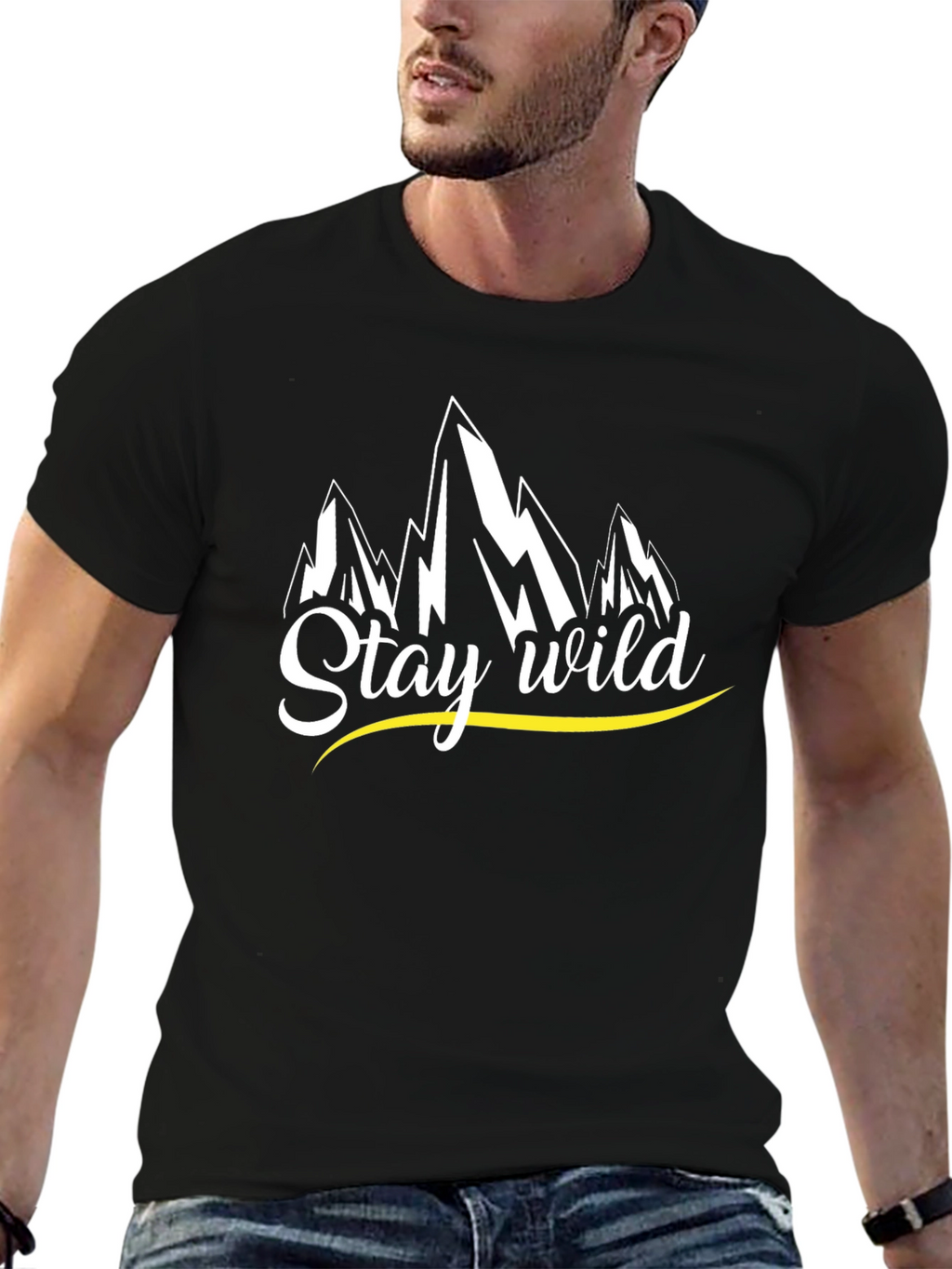 Stay Wild Mountain Graphic Tee - Black