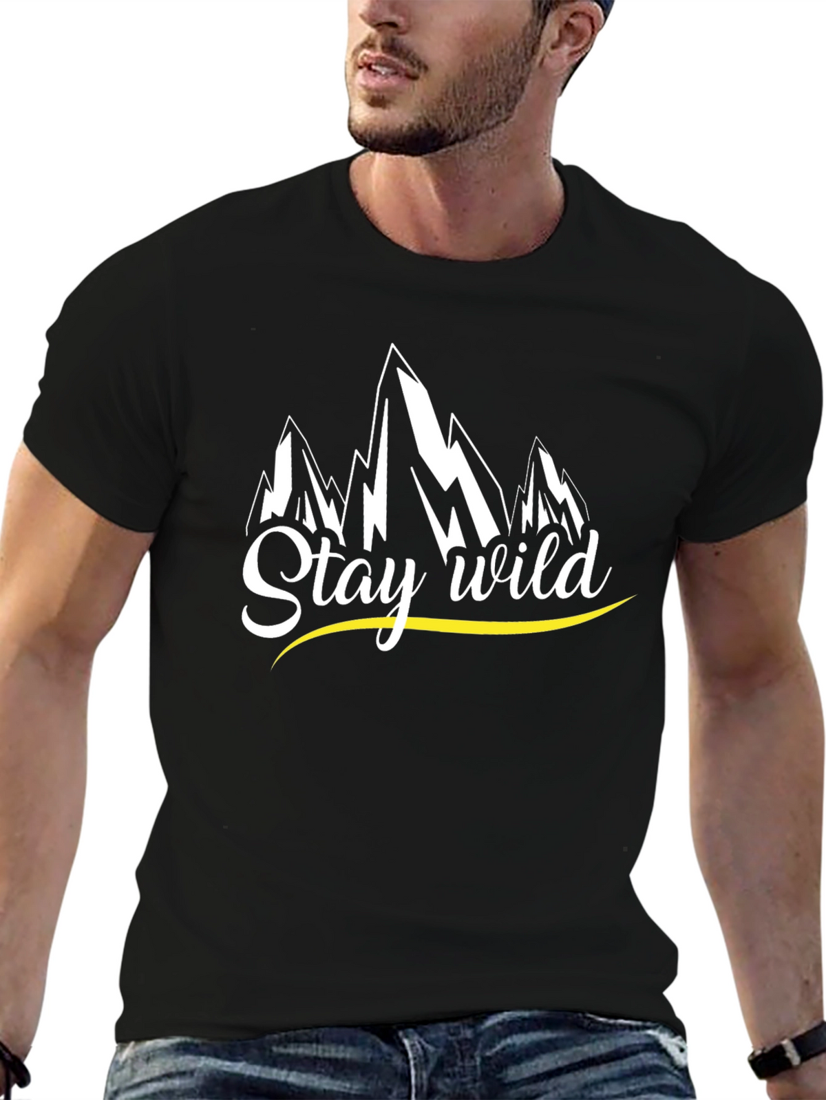 Stay Wild Mountain Graphic Tee - Black