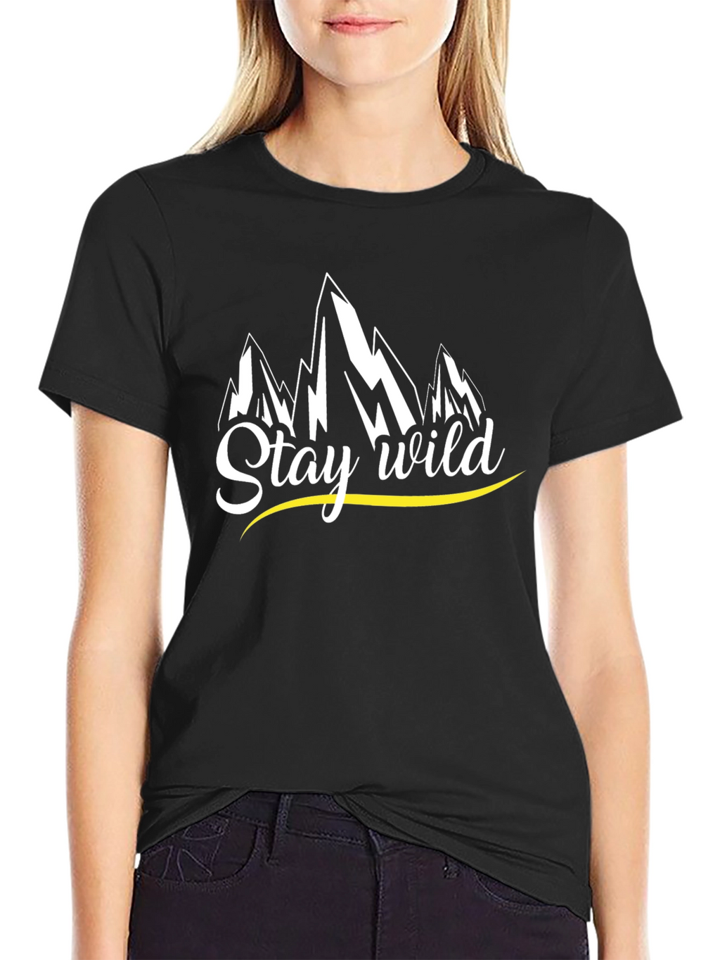 Stay Wild Mountain Graphic Tee - Black