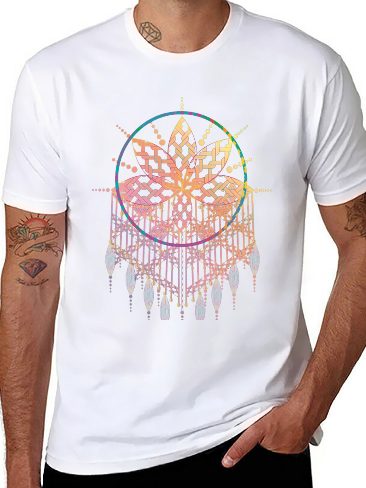 Boho Mandala Graphic Tee - Black Cotton Comfort