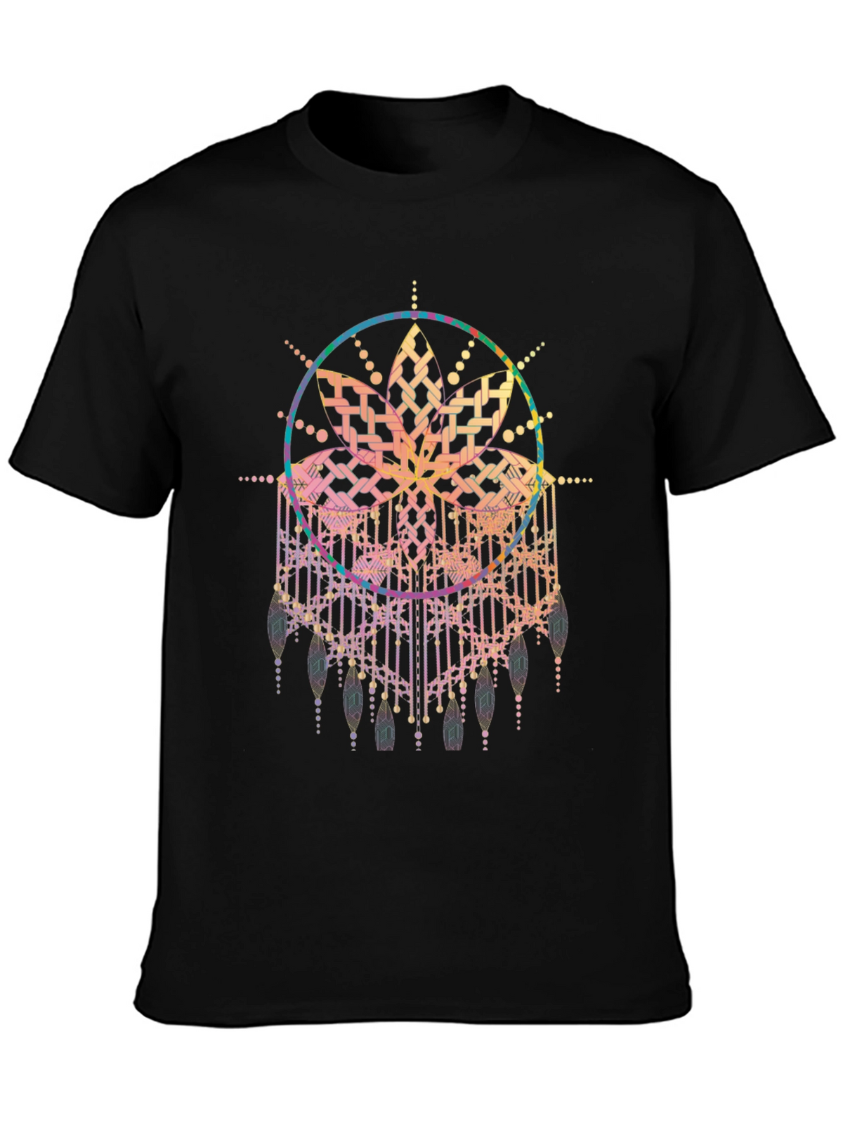 Boho Mandala Graphic Tee - Black Cotton Comfort