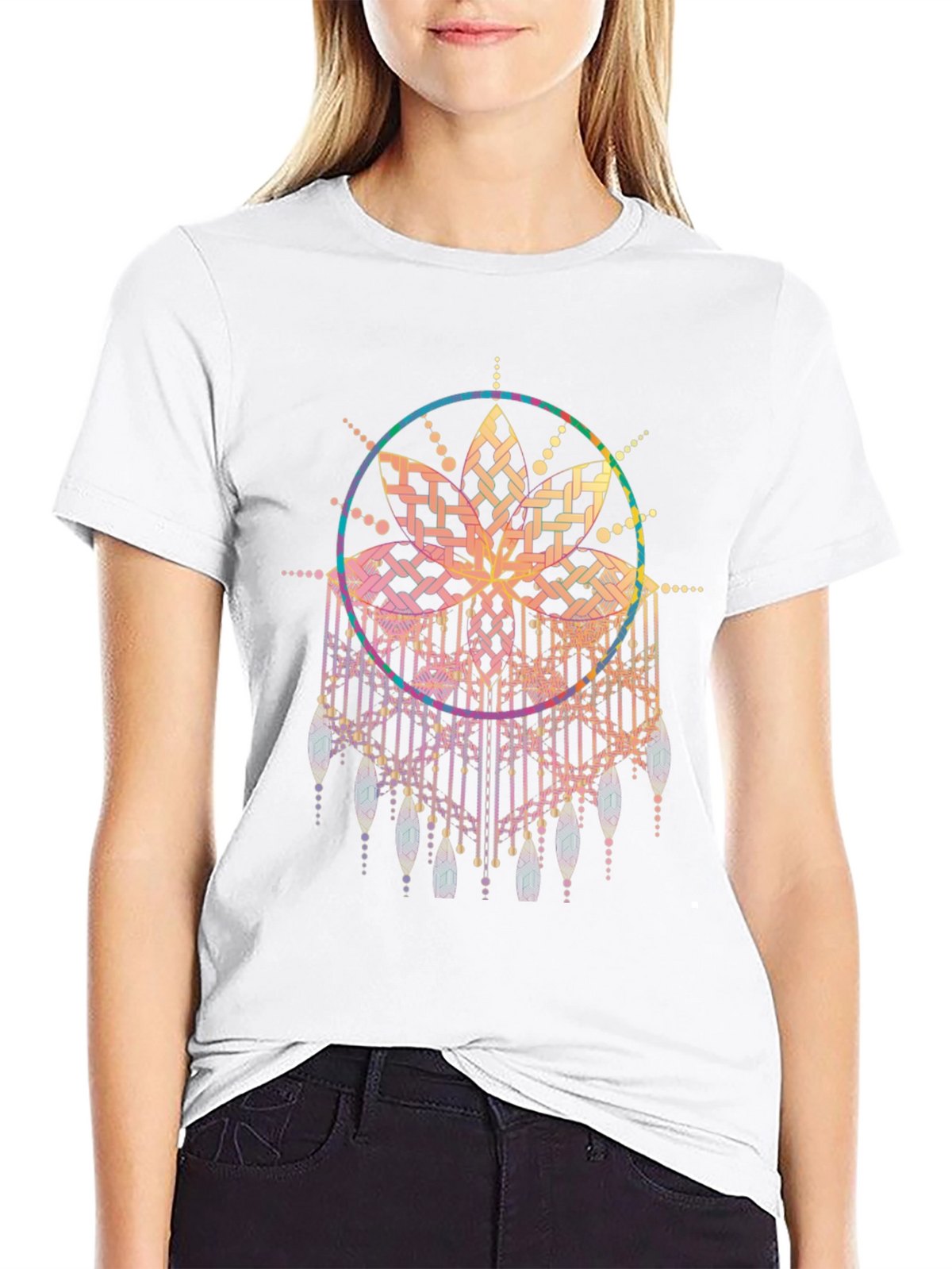 Boho Mandala Graphic Tee - Black Cotton Comfort