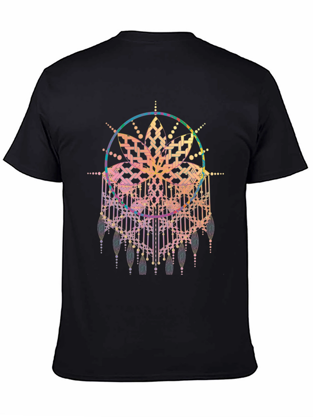 Boho Mandala Graphic Tee - Black Cotton Comfort