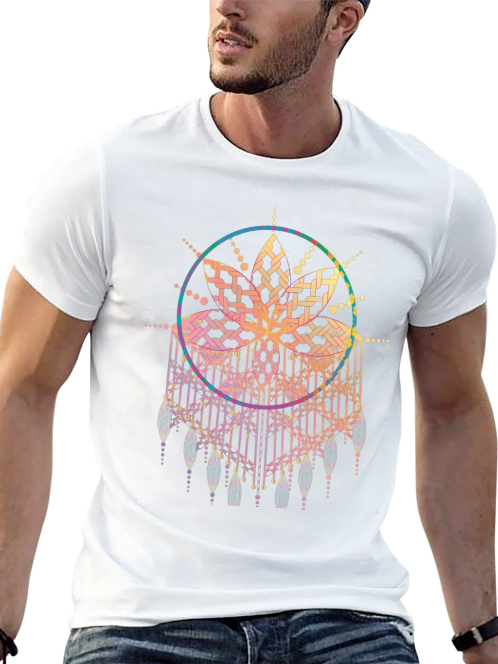 Boho Mandala Graphic Tee - Black Cotton Comfort