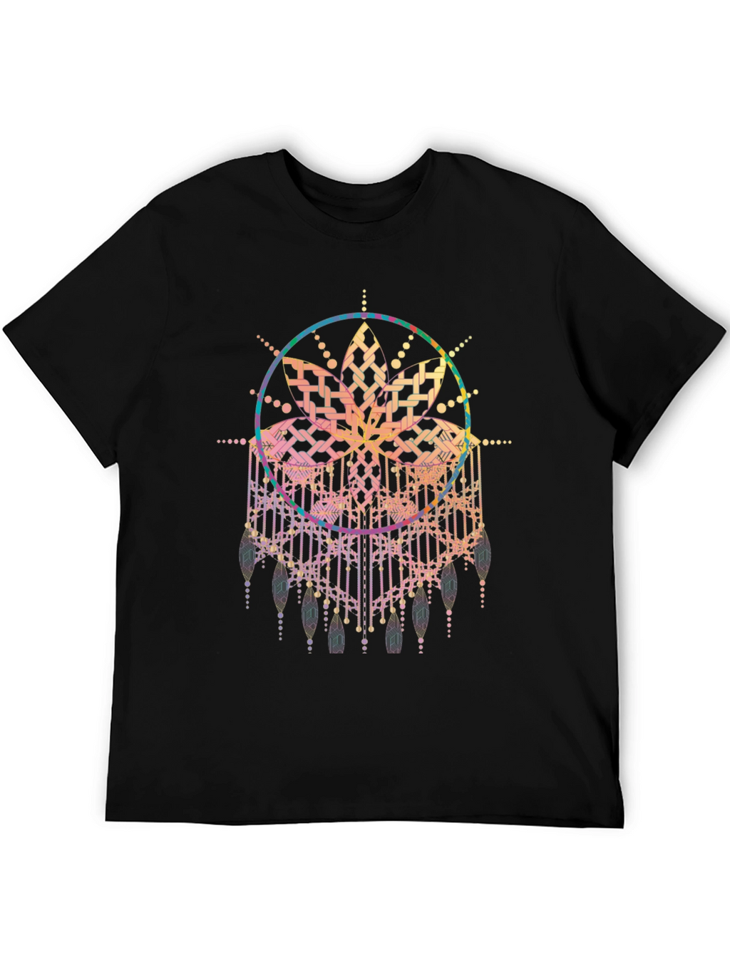 Boho Mandala Graphic Tee - Black Cotton Comfort