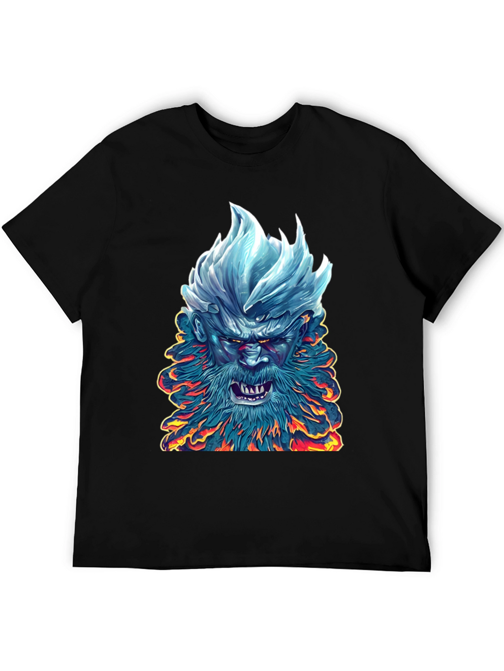 Ice & Fire Demon Graphic Tee - Black