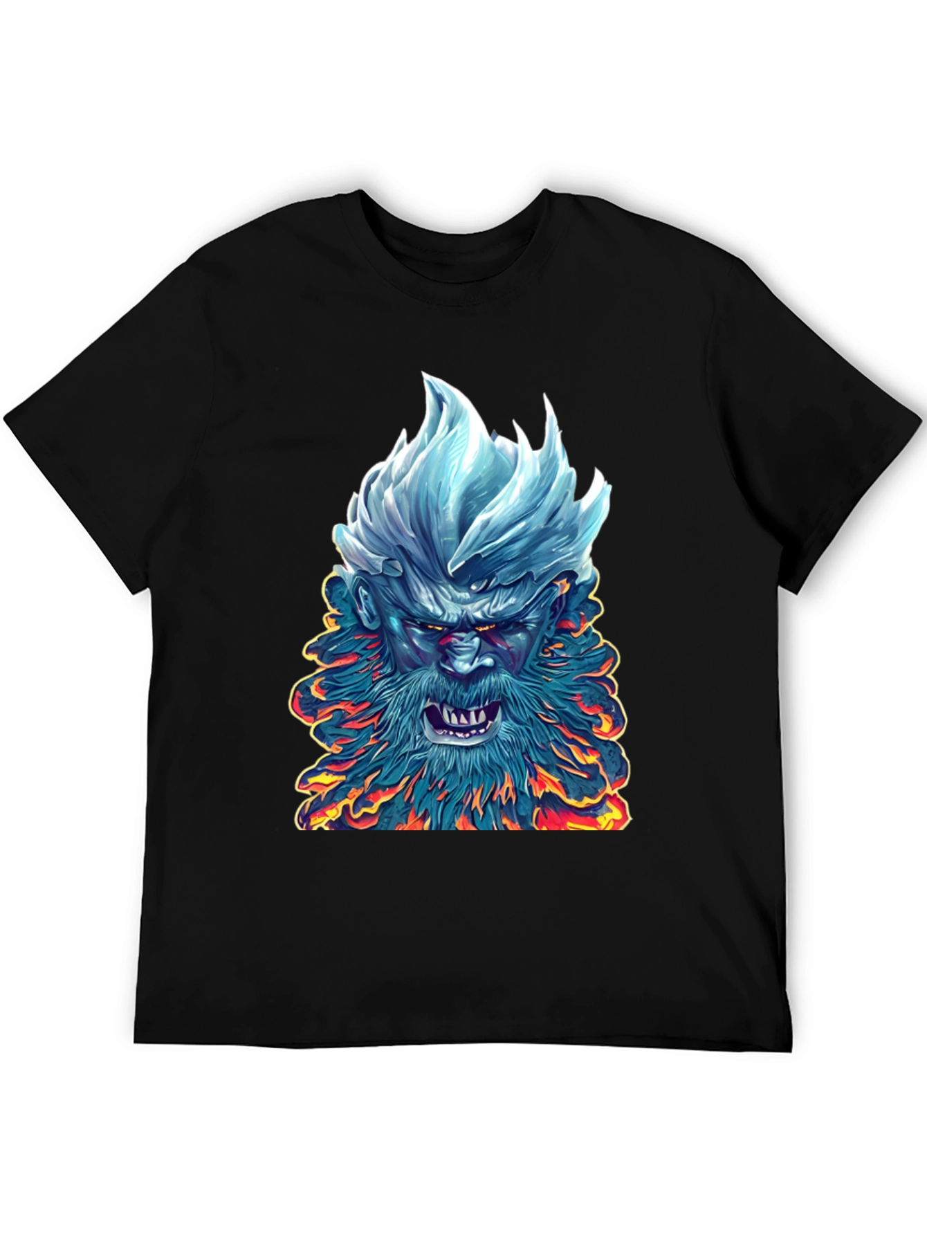 Ice & Fire Demon Graphic Tee - Black
