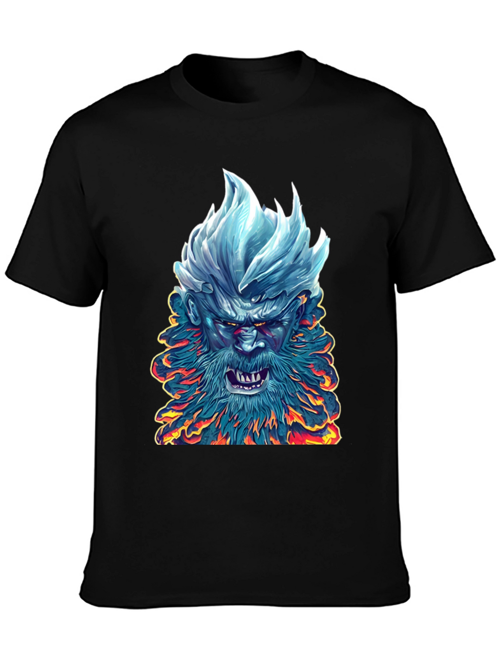 Ice & Fire Demon Graphic Tee - Black