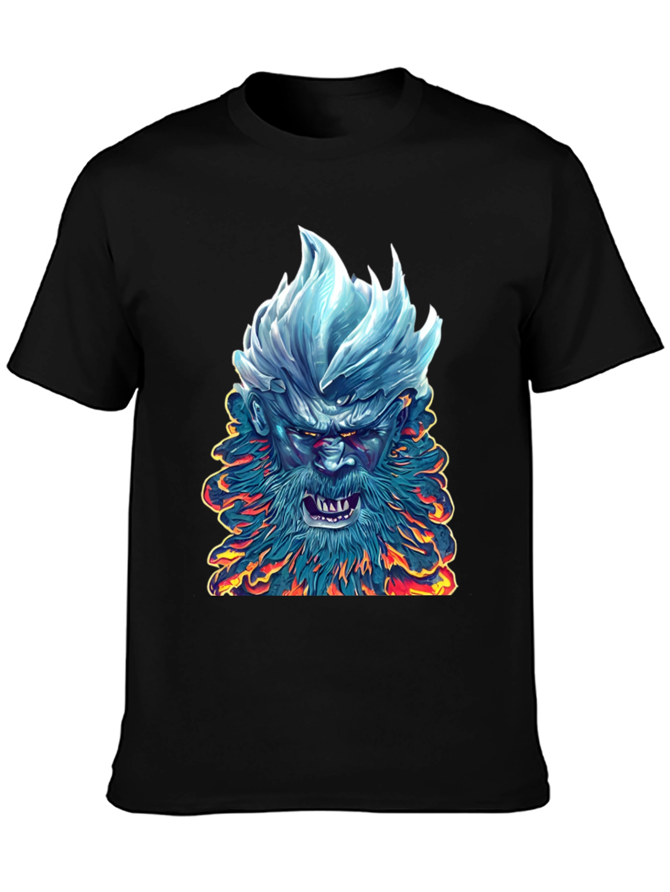 Ice & Fire Demon Graphic Tee - Black