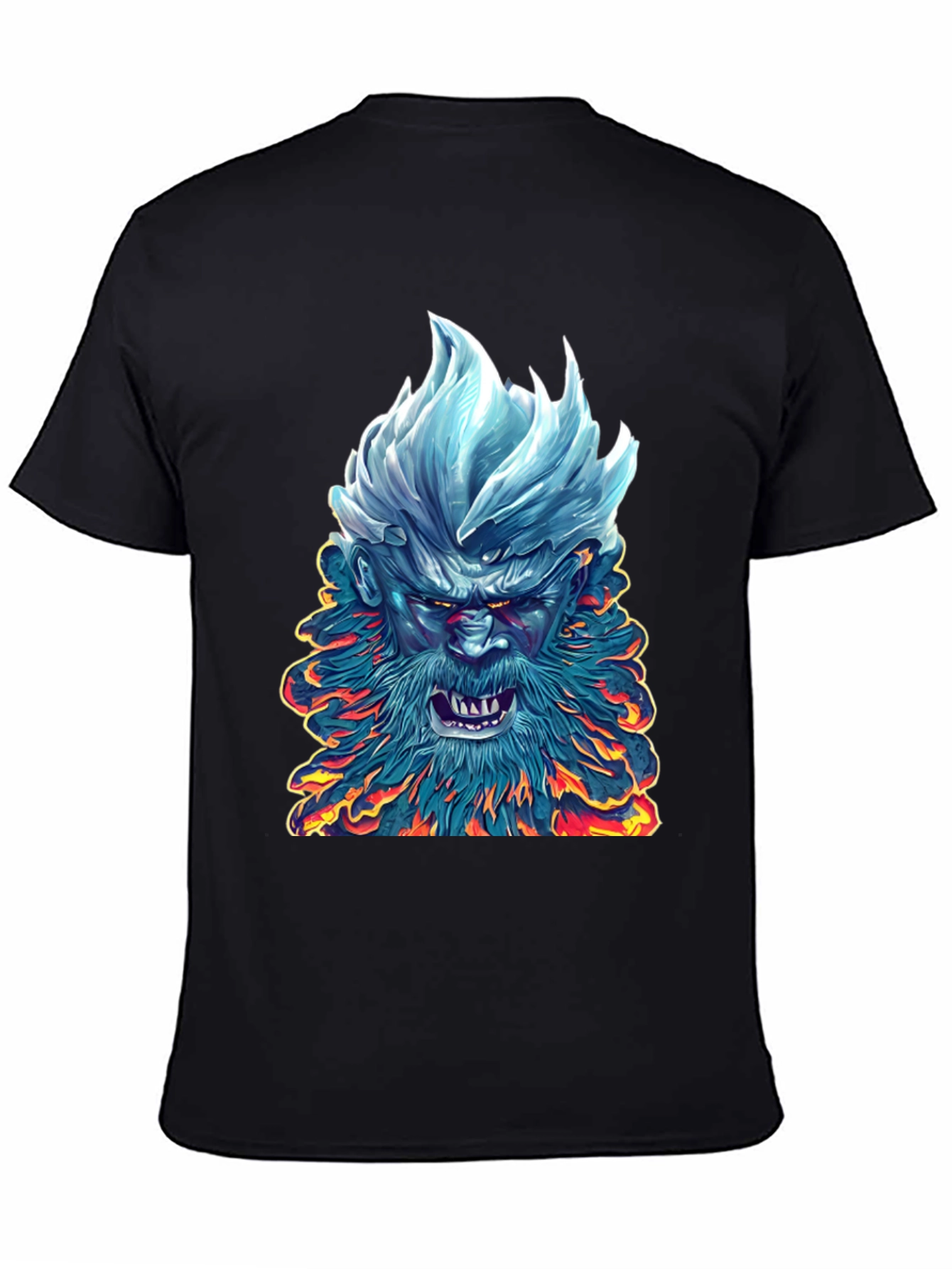 Ice & Fire Demon Graphic Tee - Black