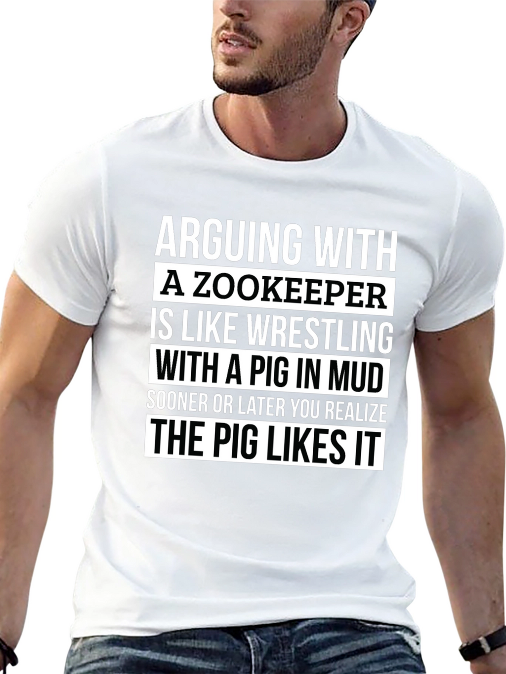 Zookeeper Pig Mud Wrestling Slogan T-Shirt